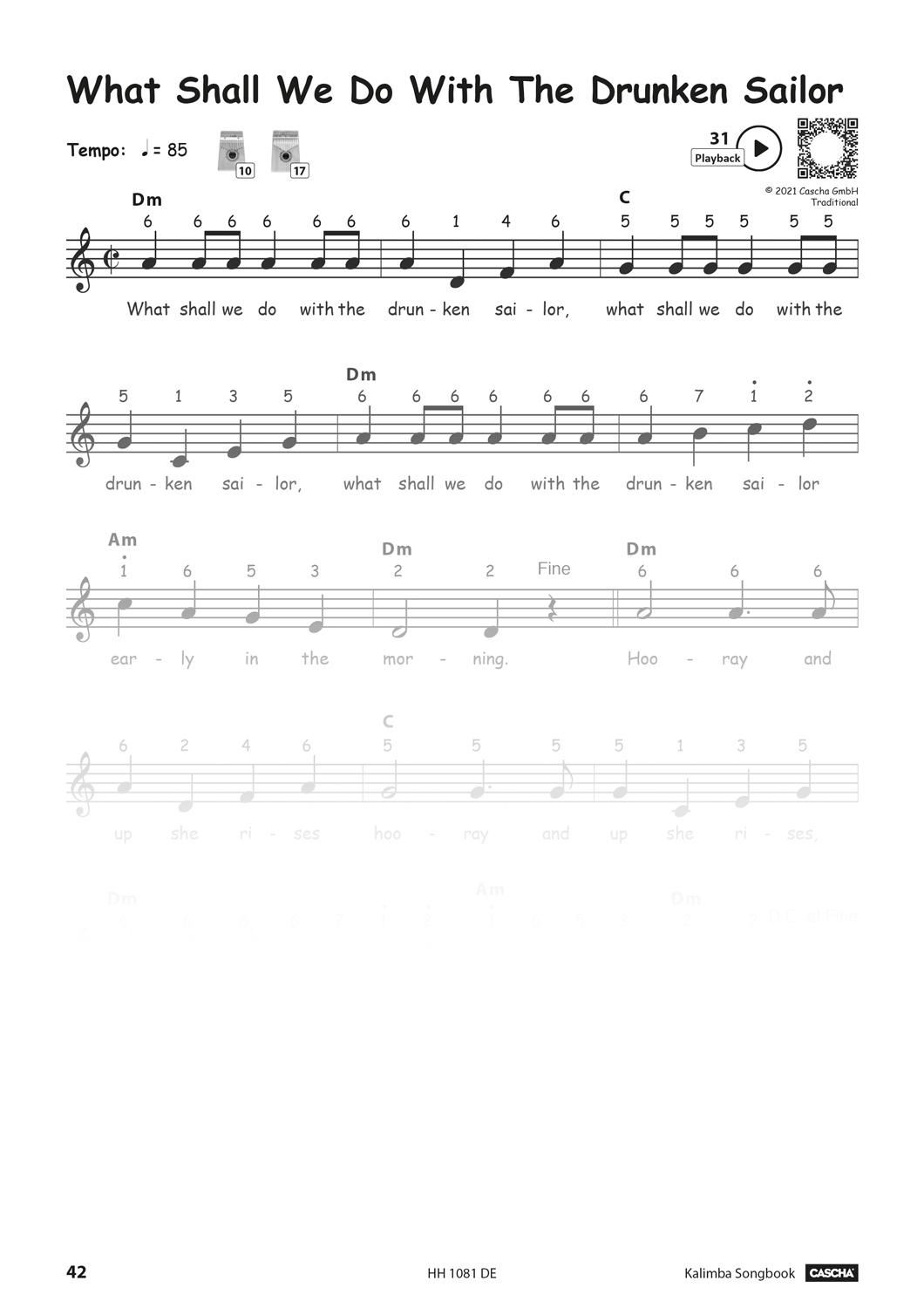 Beispielinhalt (Bild) Kalimba Songbook