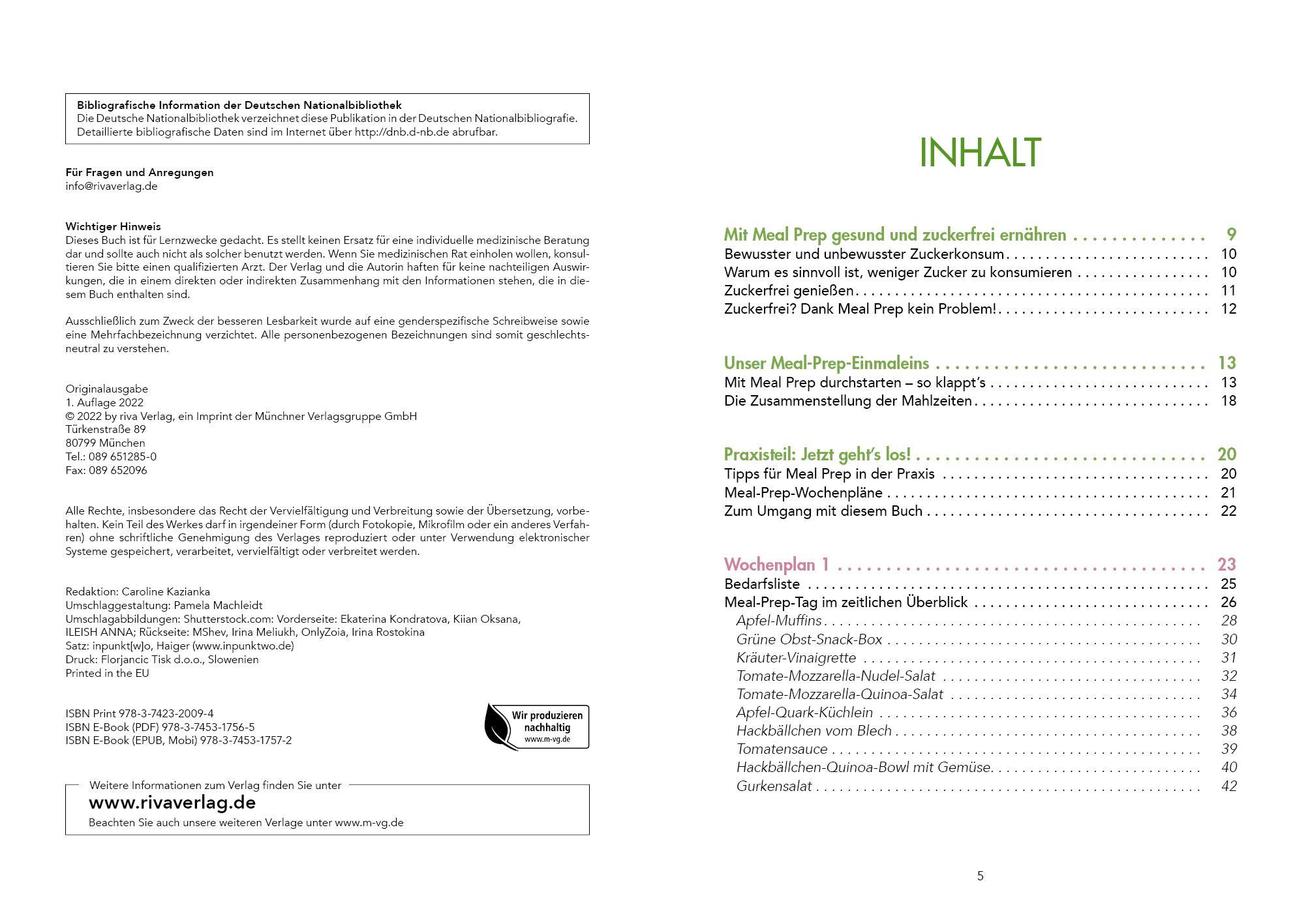 Beispielinhalt (Bild) Meal Prep zuckerfrei