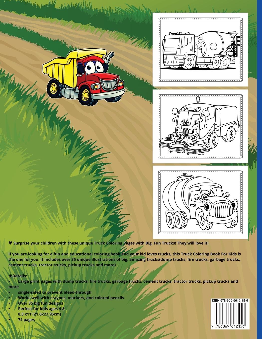 Rückseitencover Trucks Coloring Book For Kids