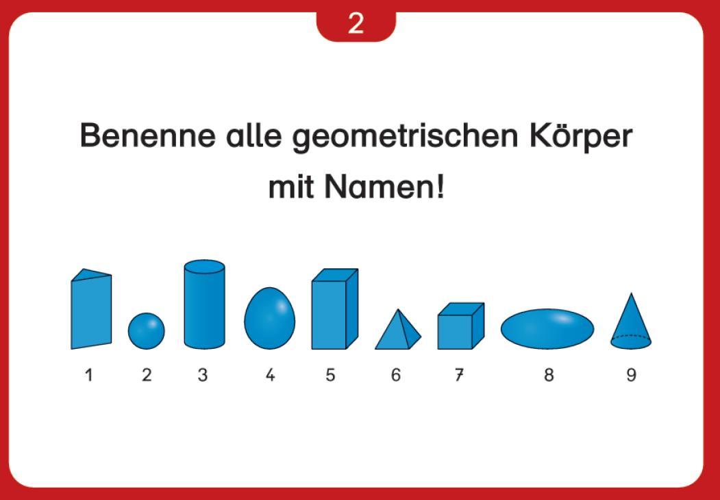 Beispielinhalt (Bild) Kartei - Geometrische Körper für die 2. bis 4. Klasse