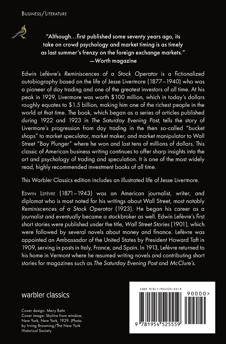 Rückseitencover Reminiscences of a Stock Operator (Warbler Classics)