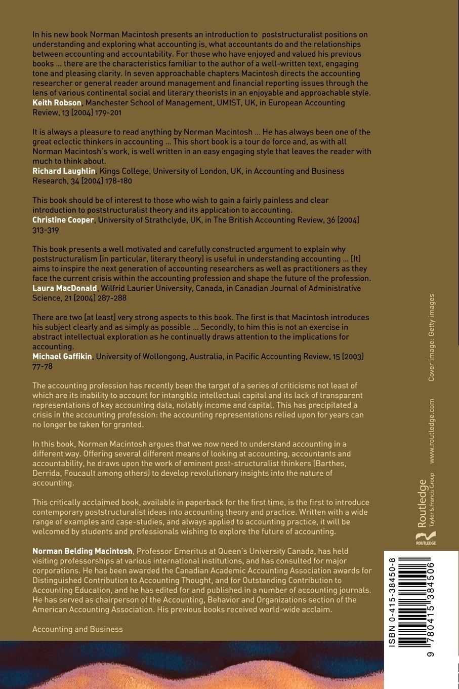 Rückseitencover Accounting, Accountants and Accountability