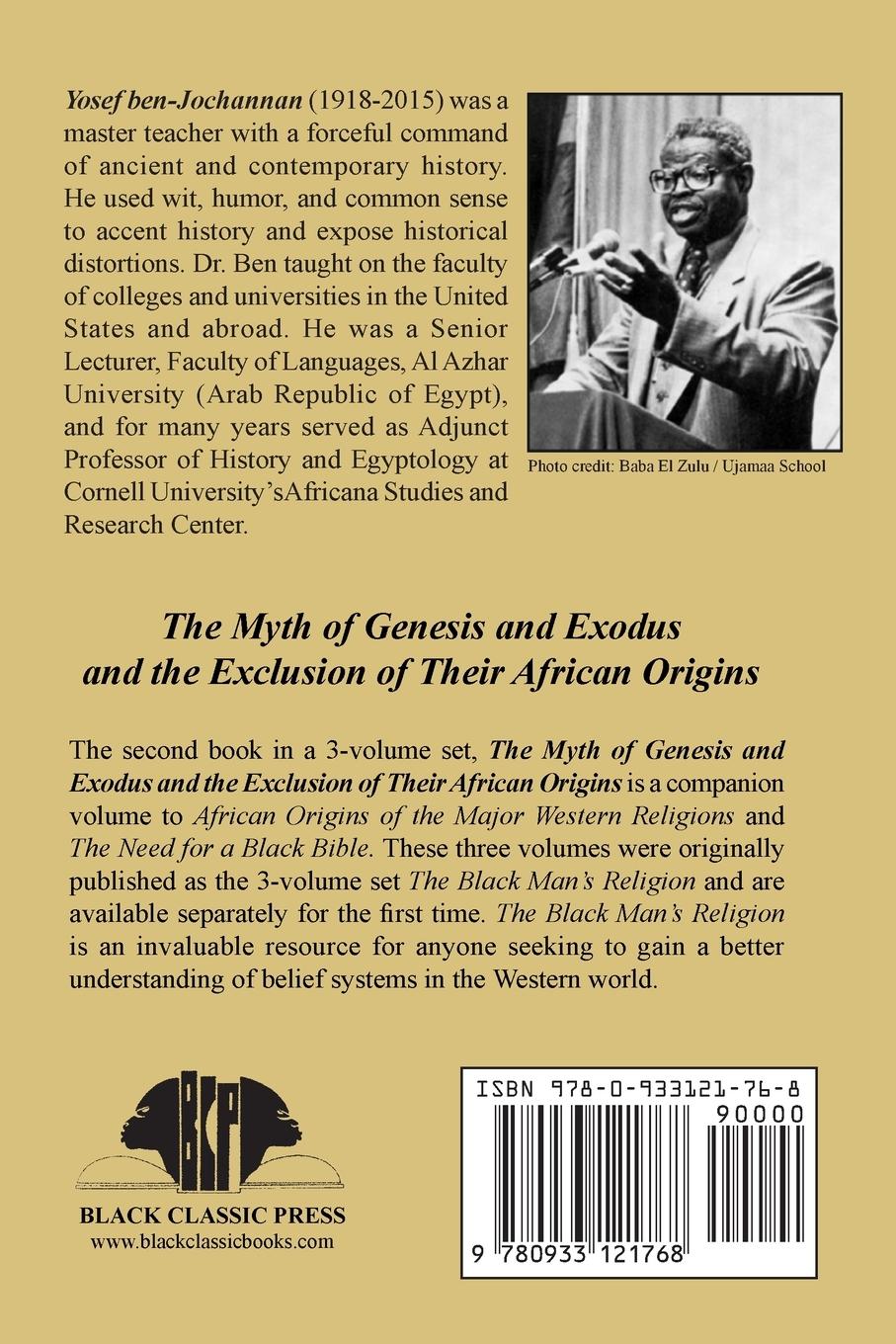 Rückseitencover Myth of Genesis and Exodus and the Exclusion of Their African Origins