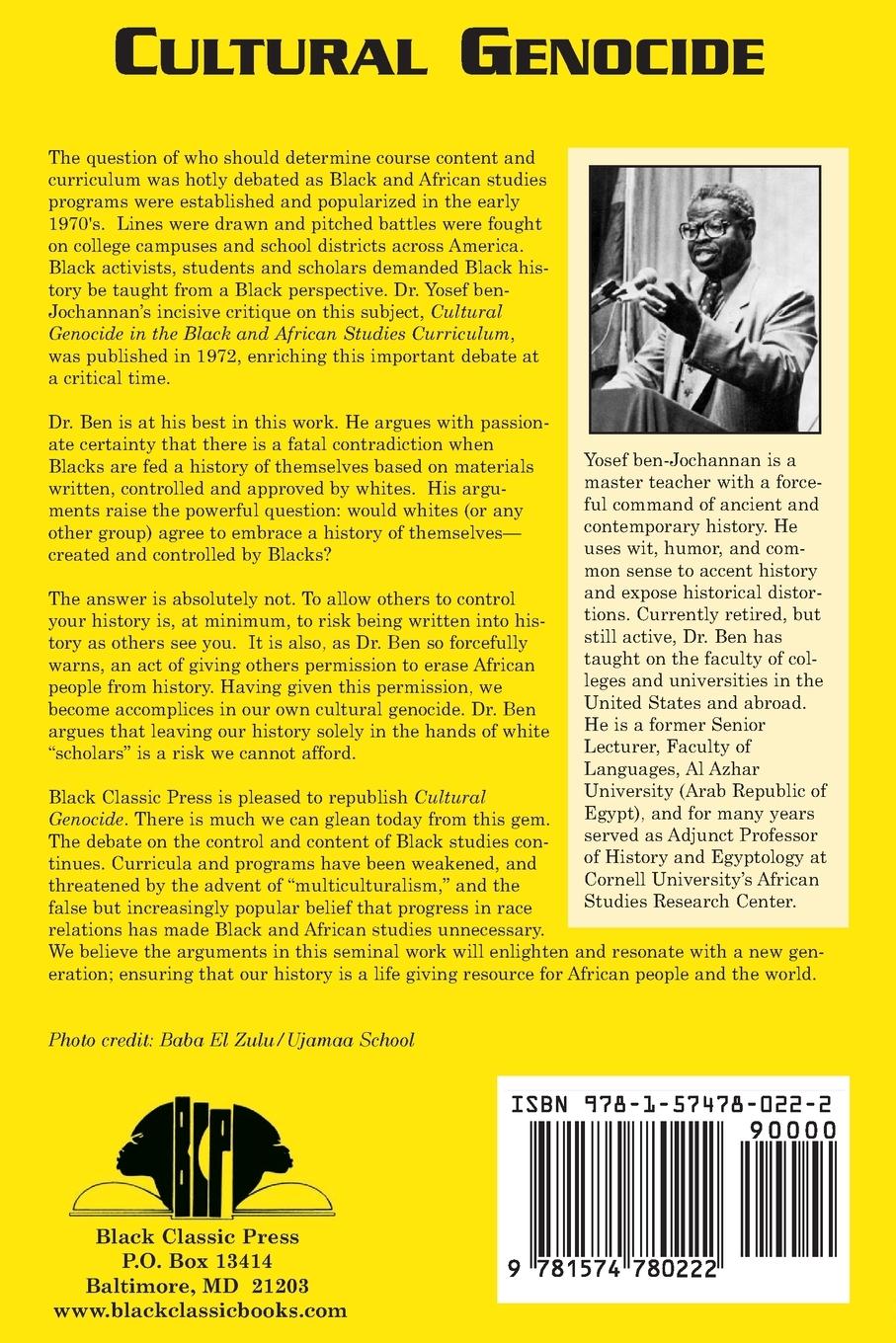 Rückseitencover Cultural Genocide in the Black and African Studies Curriculum