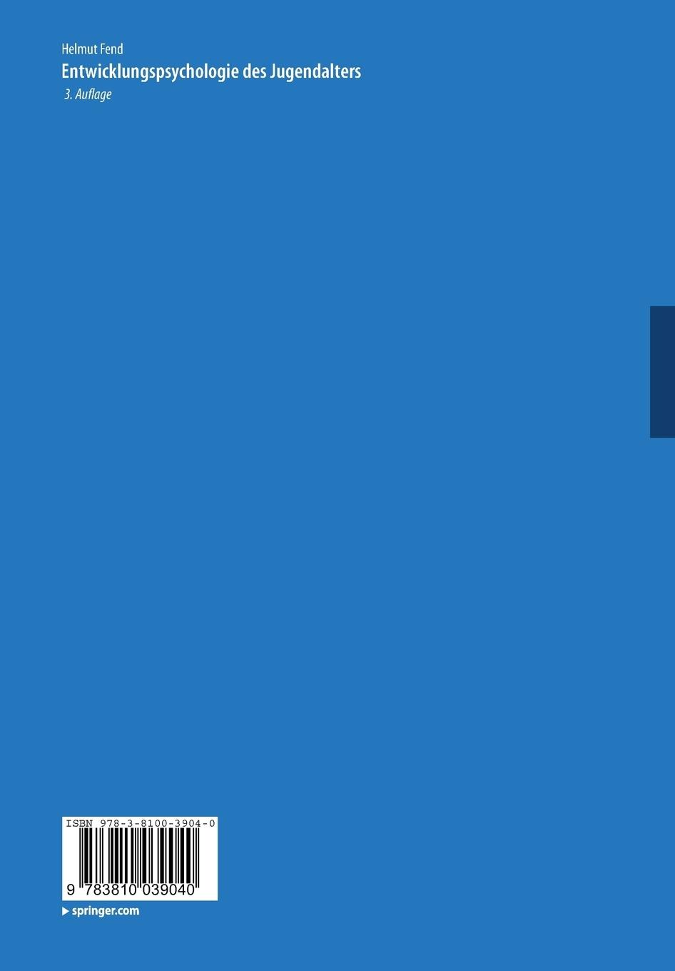 Rückseitencover Entwicklungspsychologie des Jugendalters
