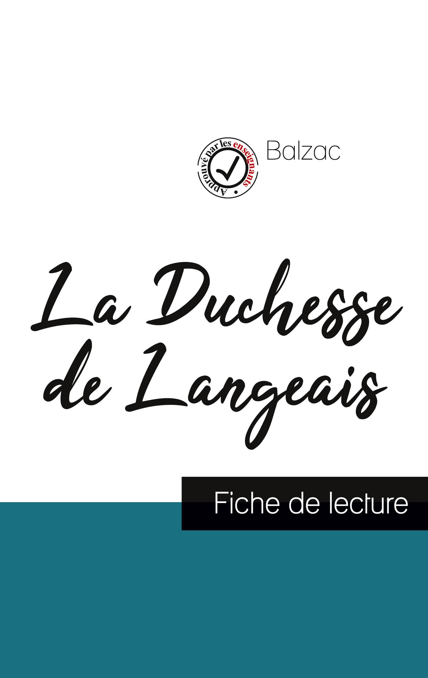 Vorderes Coverbild La Duchesse de Langeais de Balzac (fiche de lecture et analyse complète de l'oeuvre)