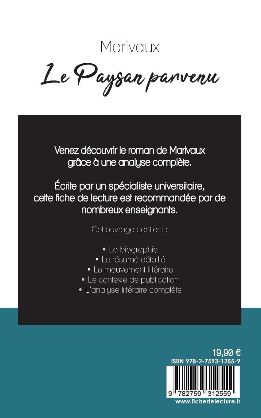 Rückseitencover Le Paysan parvenu de Marivaux (fiche de lecture et analyse complète de l'oeuvre)