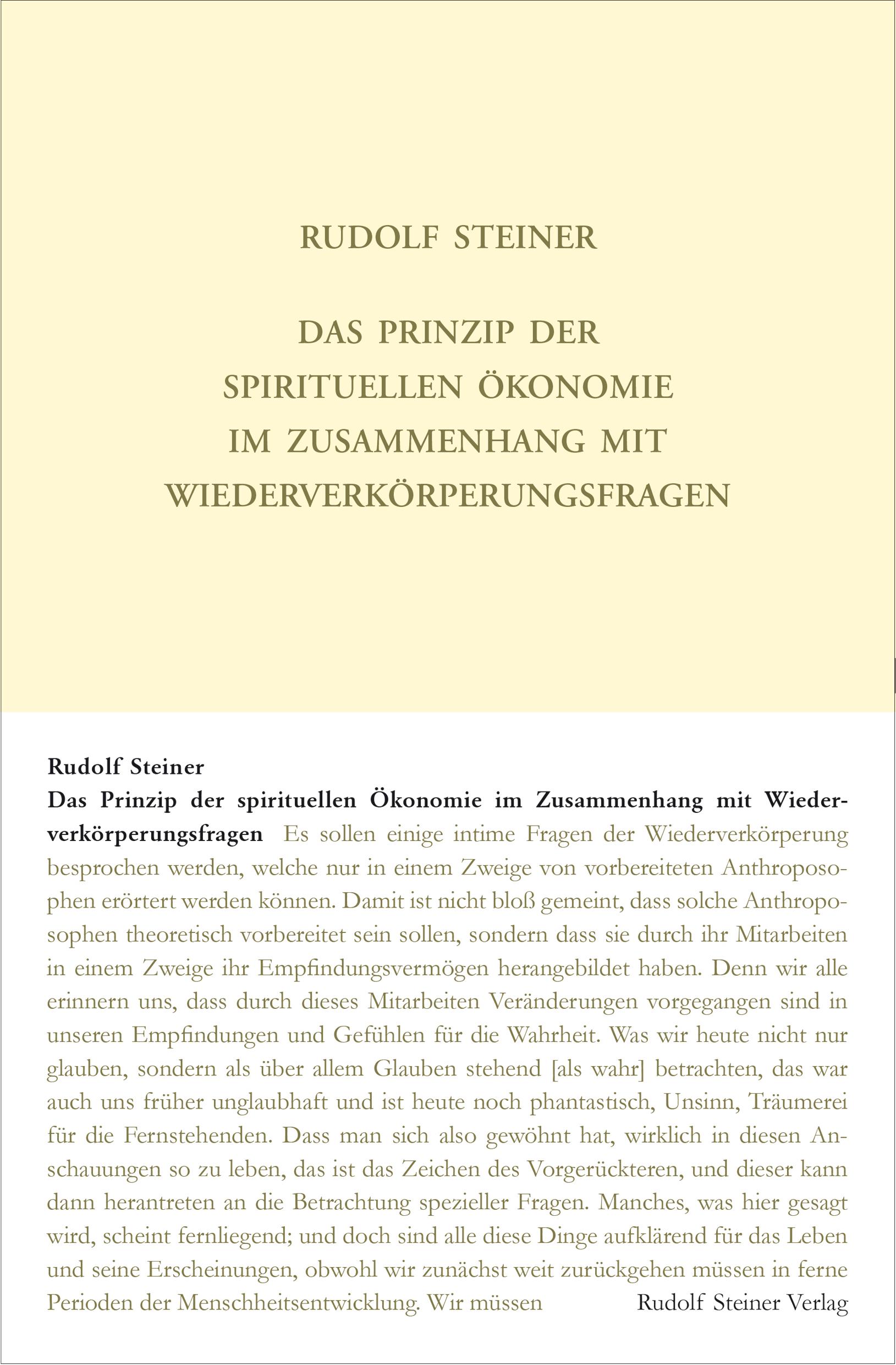 Vorderes Coverbild Das Prinzip der spirituellen Ökonomie im Zusammenhang mit Wiederverkörperungsfragen