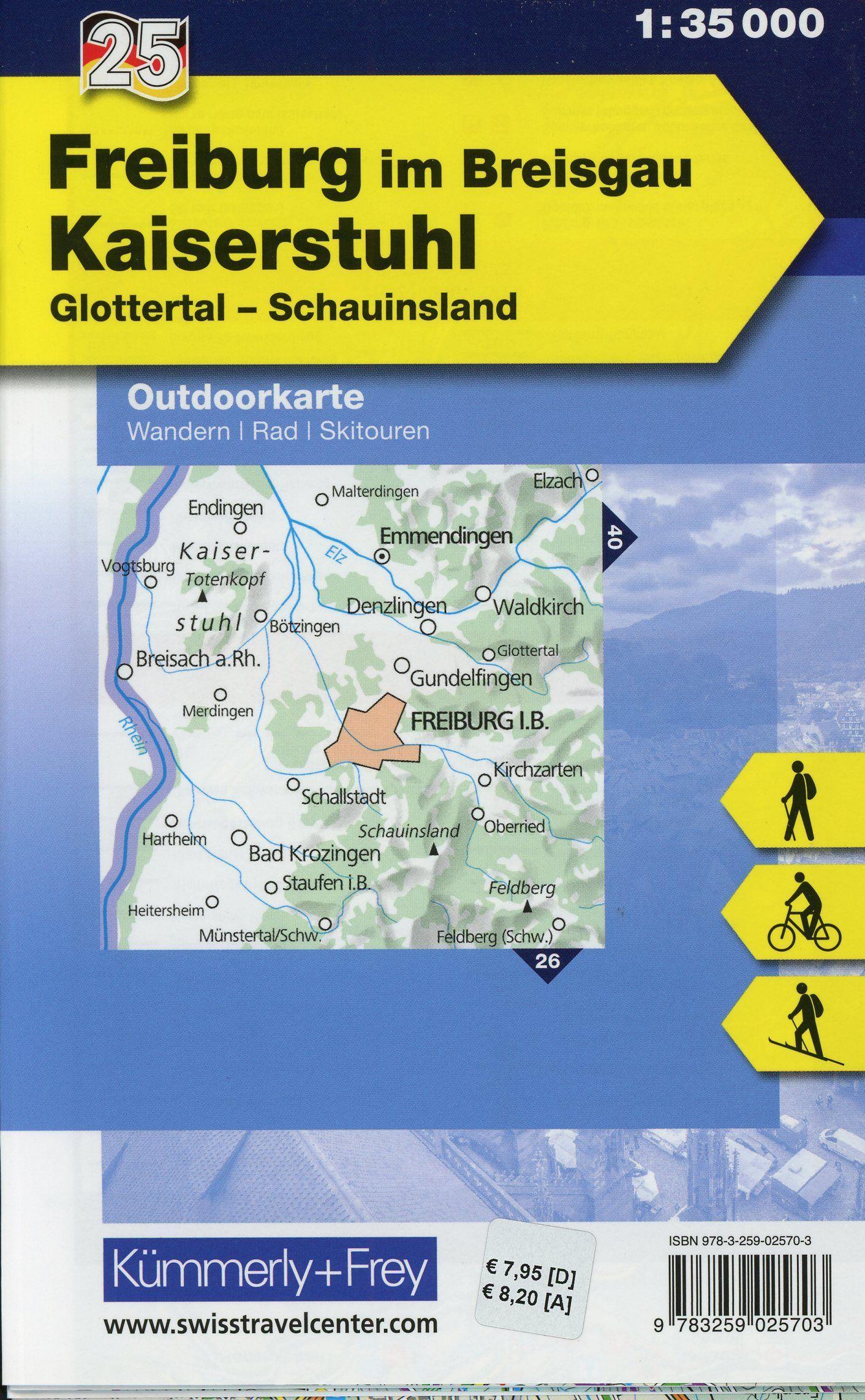 Beispielinhalt (Bild) Freiburg im Breisgau Kaiserstuhl Glottertal, Schauinsland, Nr. 25 Outdoorkarte Deutschland 1:35 000