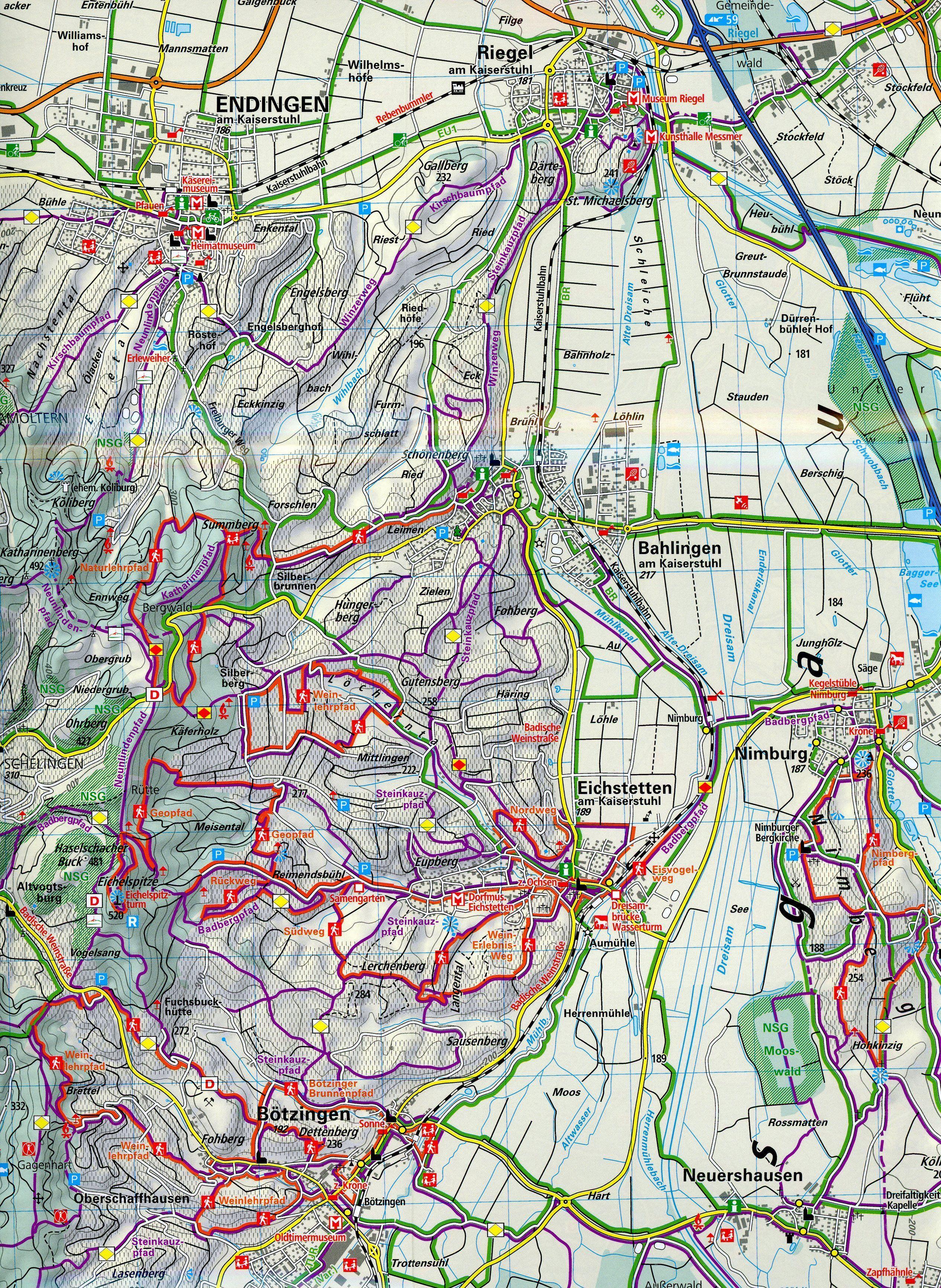 Beispielinhalt (Bild) Freiburg im Breisgau Kaiserstuhl Glottertal, Schauinsland, Nr. 25 Outdoorkarte Deutschland 1:35 000