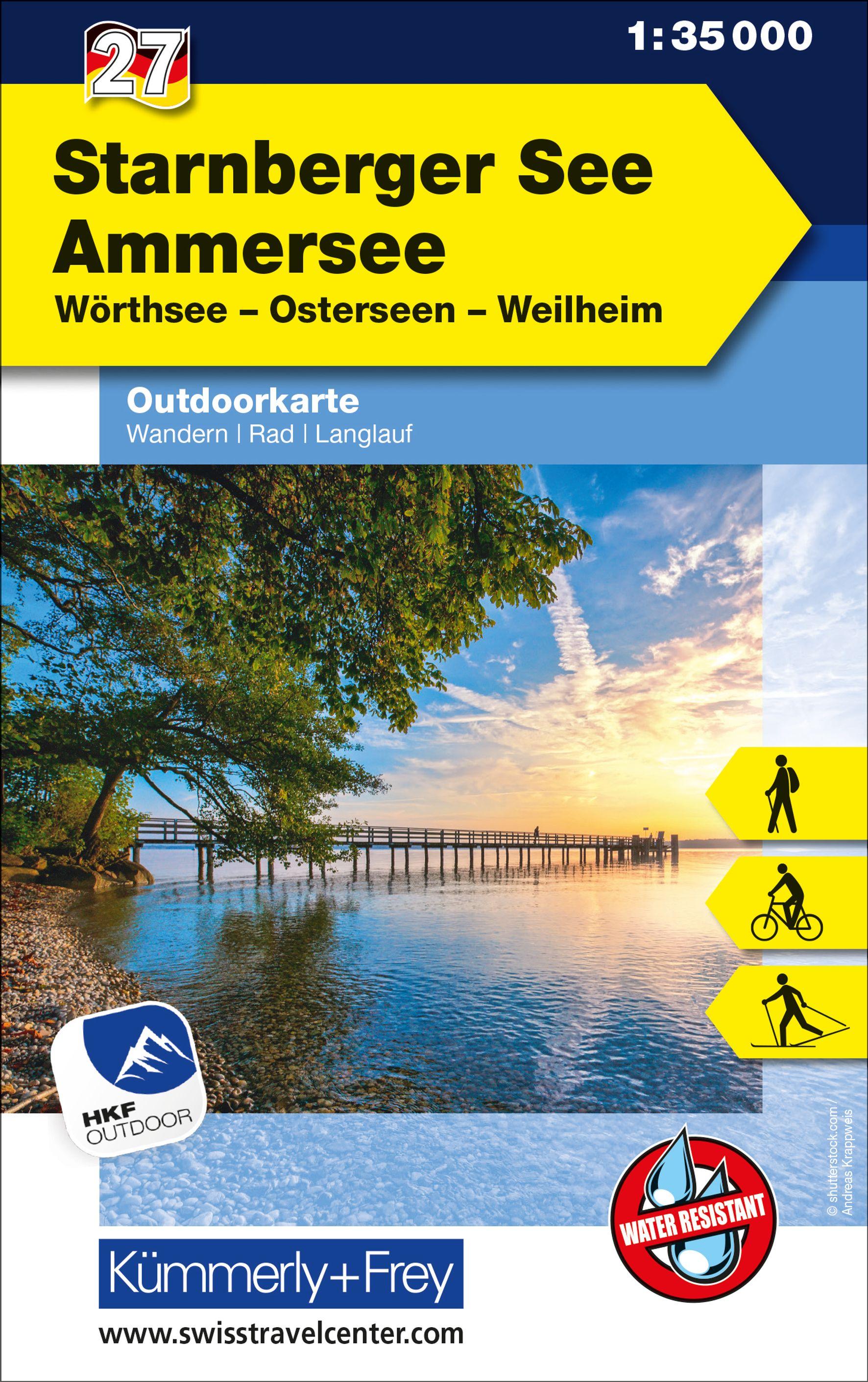 Vorderes Coverbild Starnberger See Ammersee Wörthsee, Osterseen, Weilheim, Nr. 27 Outdoorkarte Deutschland 1:35 000