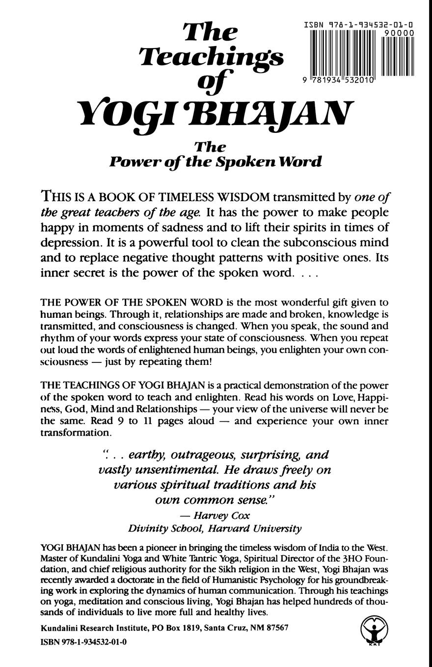 Rückseitencover The Teachings of Yogi Bhajan