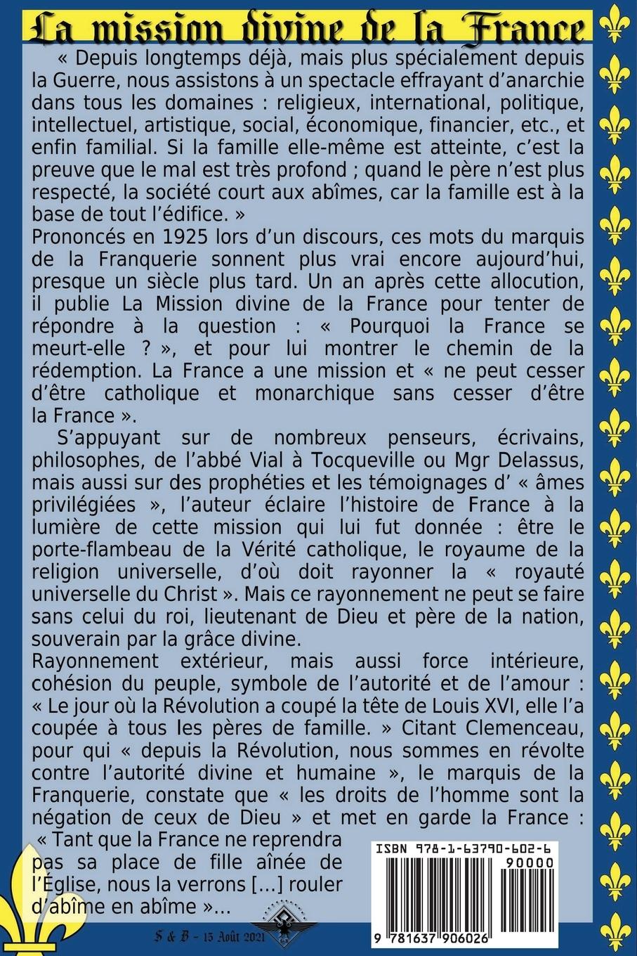 Rückseitencover La mission divine de la France