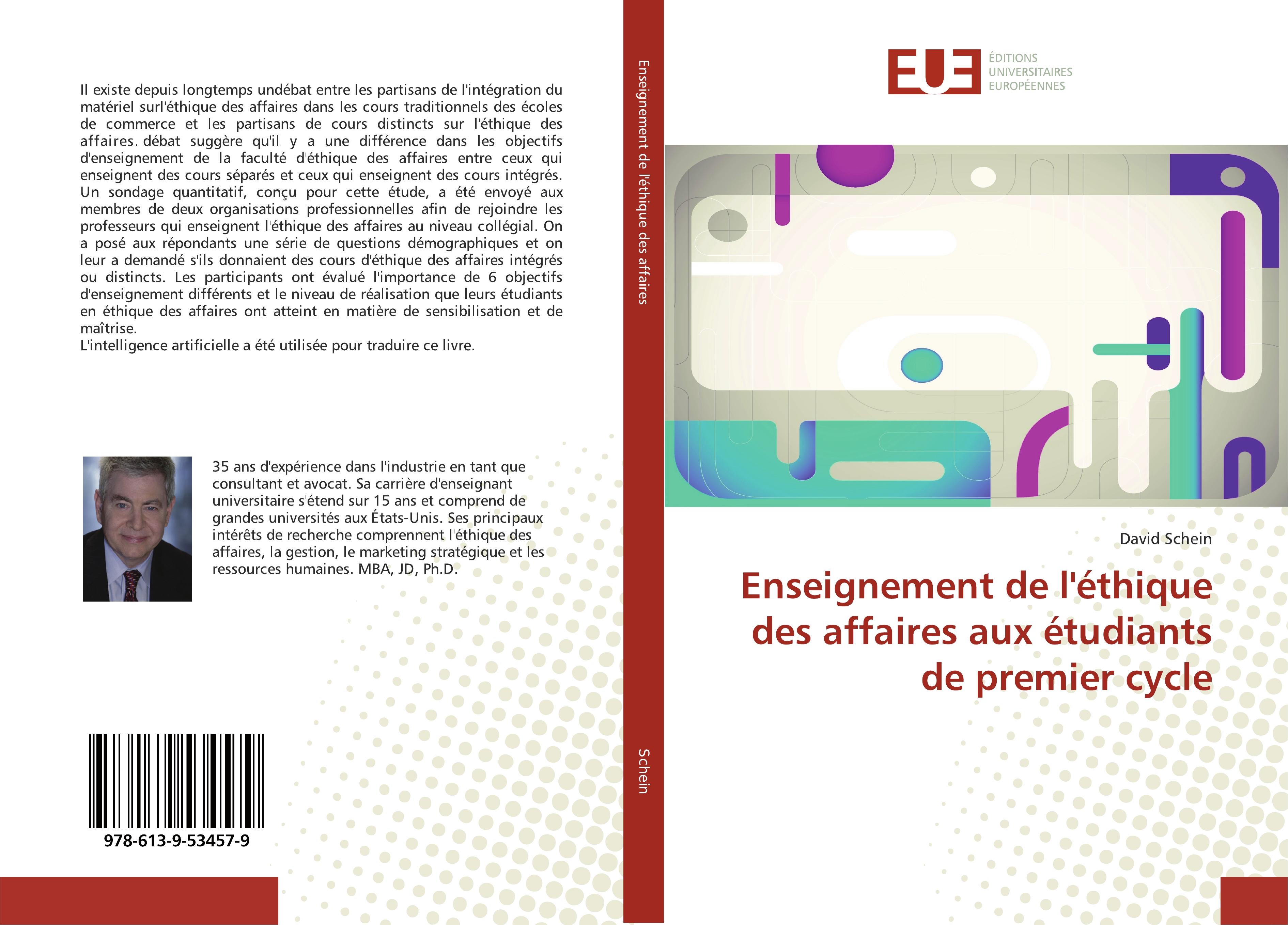 Vorderes Coverbild Enseignement de l'éthique des affaires aux étudiants de premier cycle