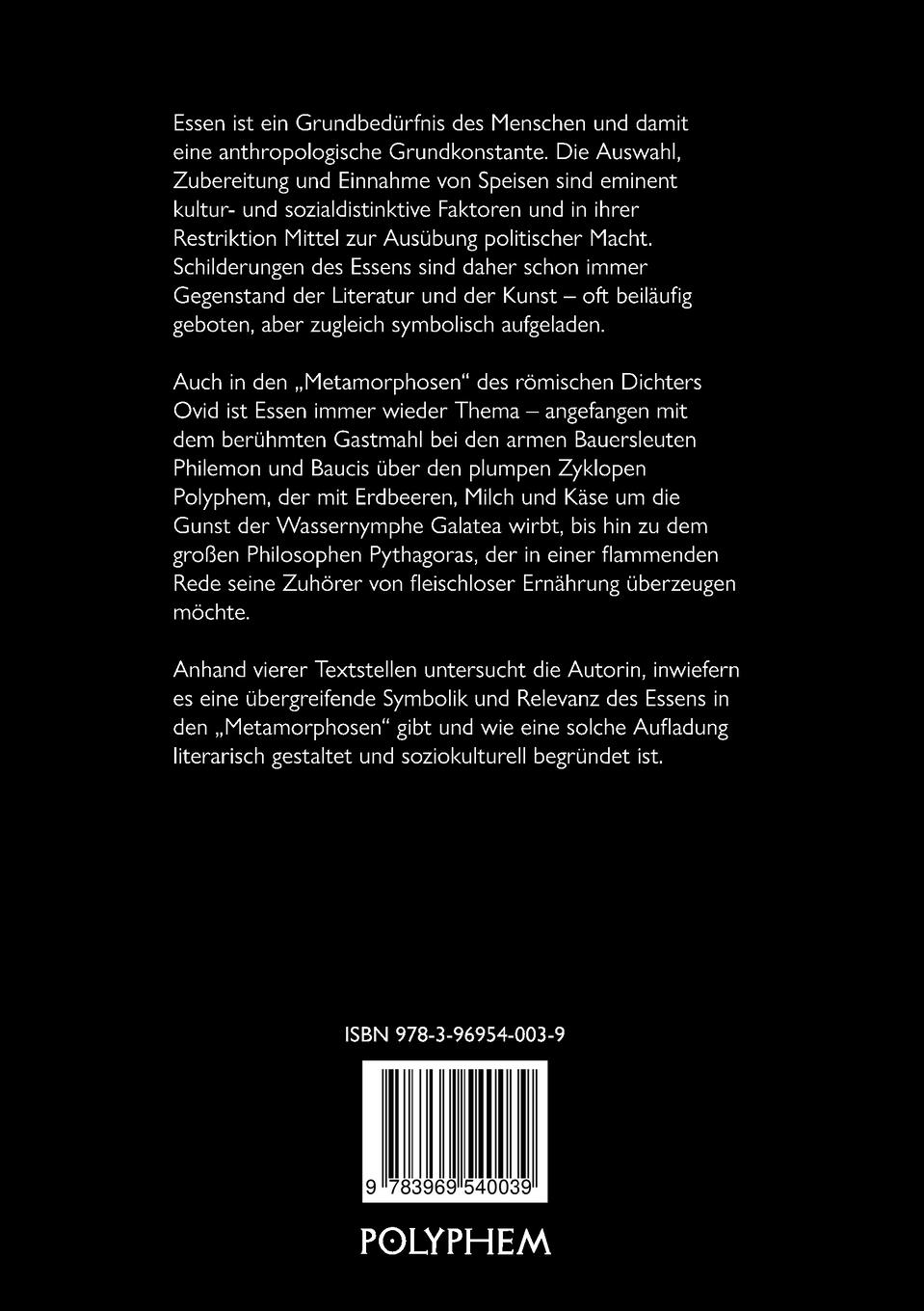 Rückseitencover Essensdarstellungen in Ovids Metamorphosen