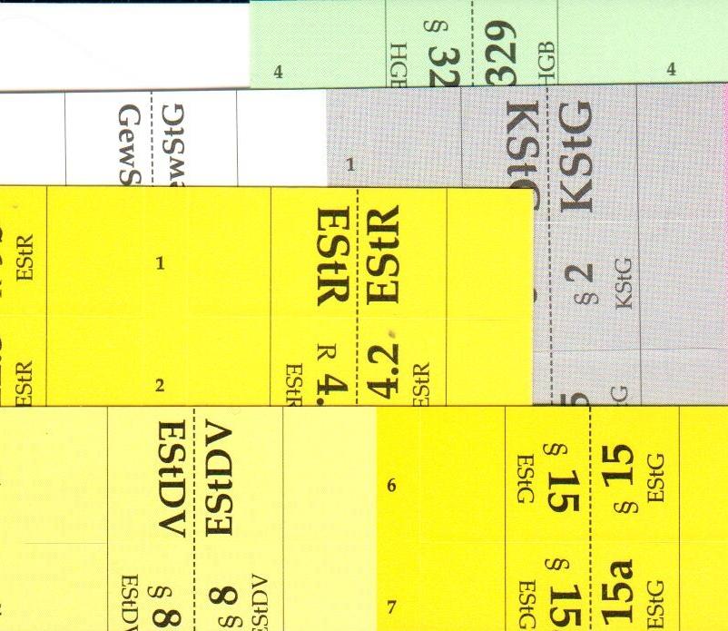 Beispielinhalt (Bild) DürckheimRegister® BiBu-BILANZSTEUERRECHT Register für deine AO-AktG-BGB-EStG-EStR-KStG-UStG-GmbHG-HGB-UmwG nur Zahlen und §§ (2021)