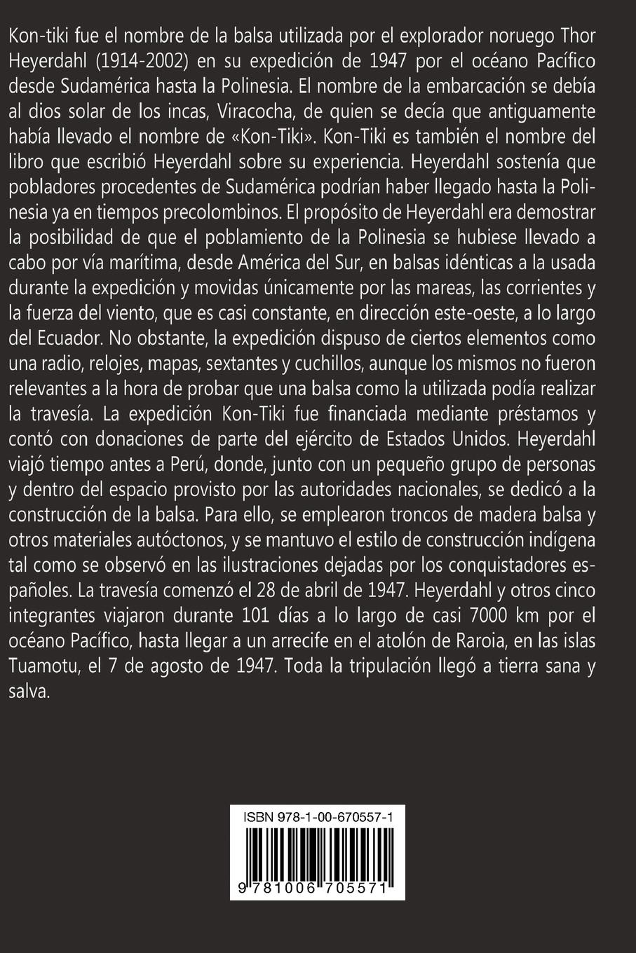 Rückseitencover La Expedicion de la Kon-Tiki