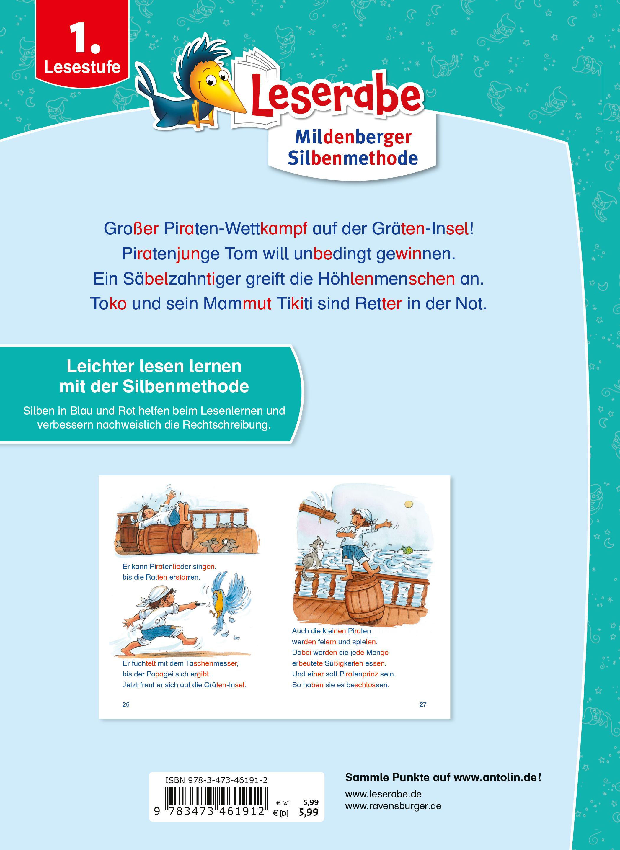 Rückseitencover Abenteuergeschichten - Silbe für Silbe lesen lernen - Leserabe ab 1. Klasse - Erstlesebuch für Kinder ab 6 Jahren