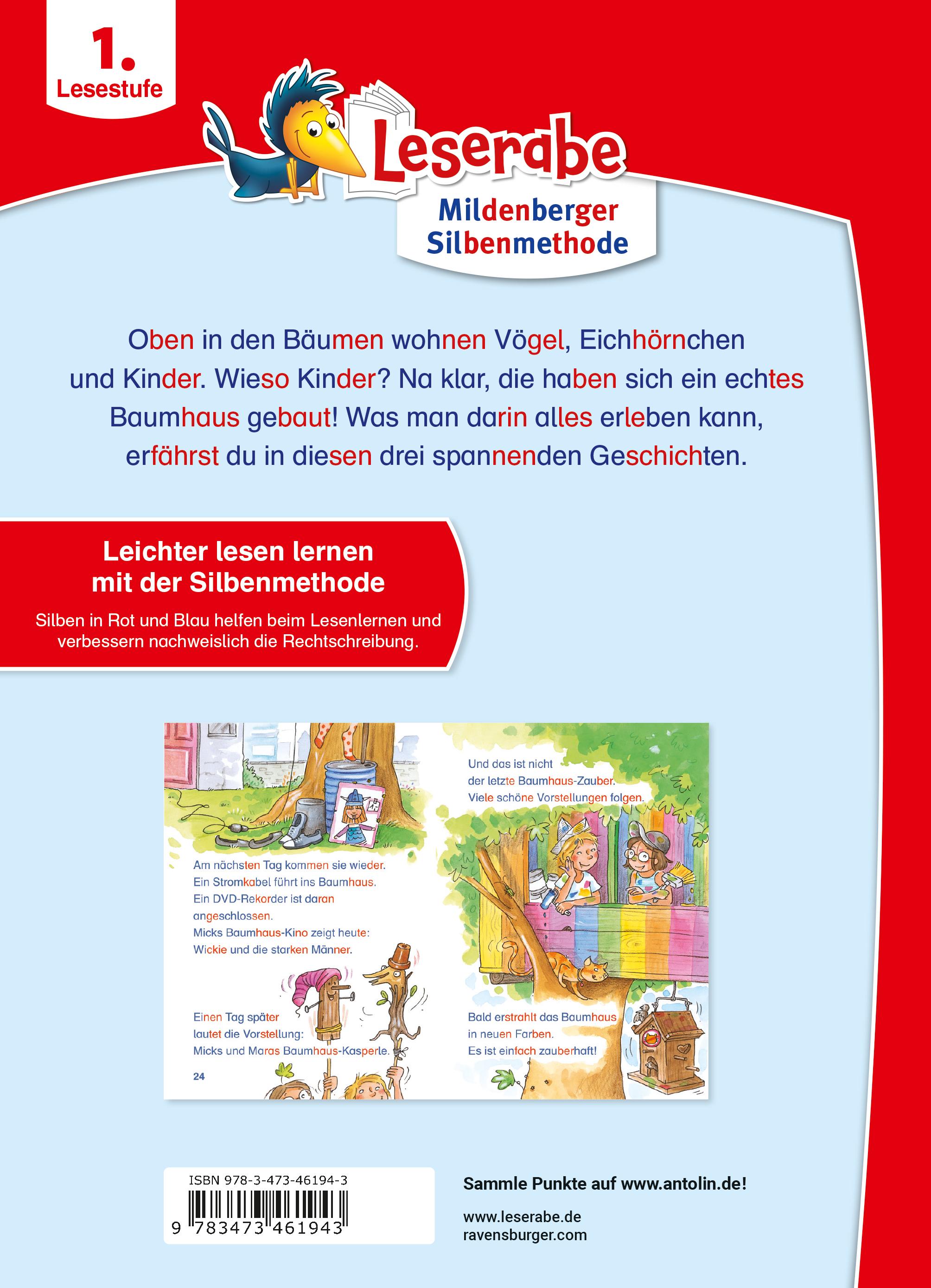Rückseitencover Baumhausgeschichten - Leserabe ab 1. Klasse - Erstlesebuch für Kinder ab 6 Jahren (mit Mildenberger Silbenmethode)