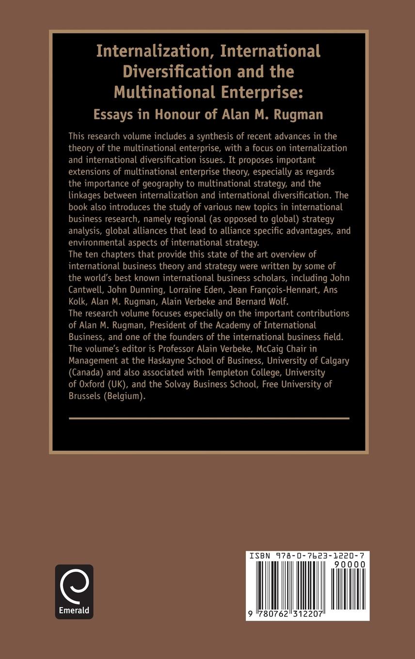 Rückseitencover Internalization, International Diversification and the Multinational Enterprise