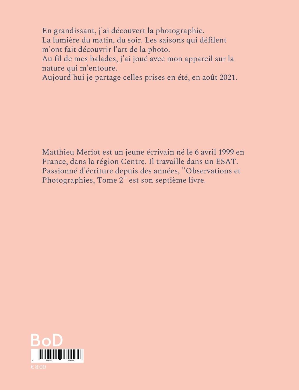 Rückseitencover Observations et photographies, tome 2 : photographies chaleureuses