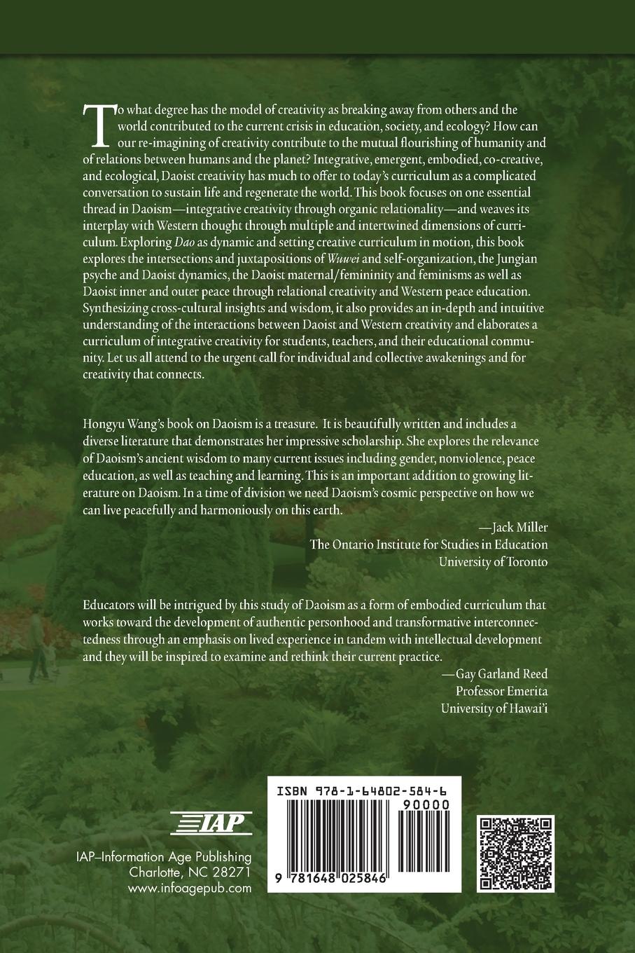 Rückseitencover Contemporary Daoism, Organic Relationality,  and Curriculum of Integrative Creativity