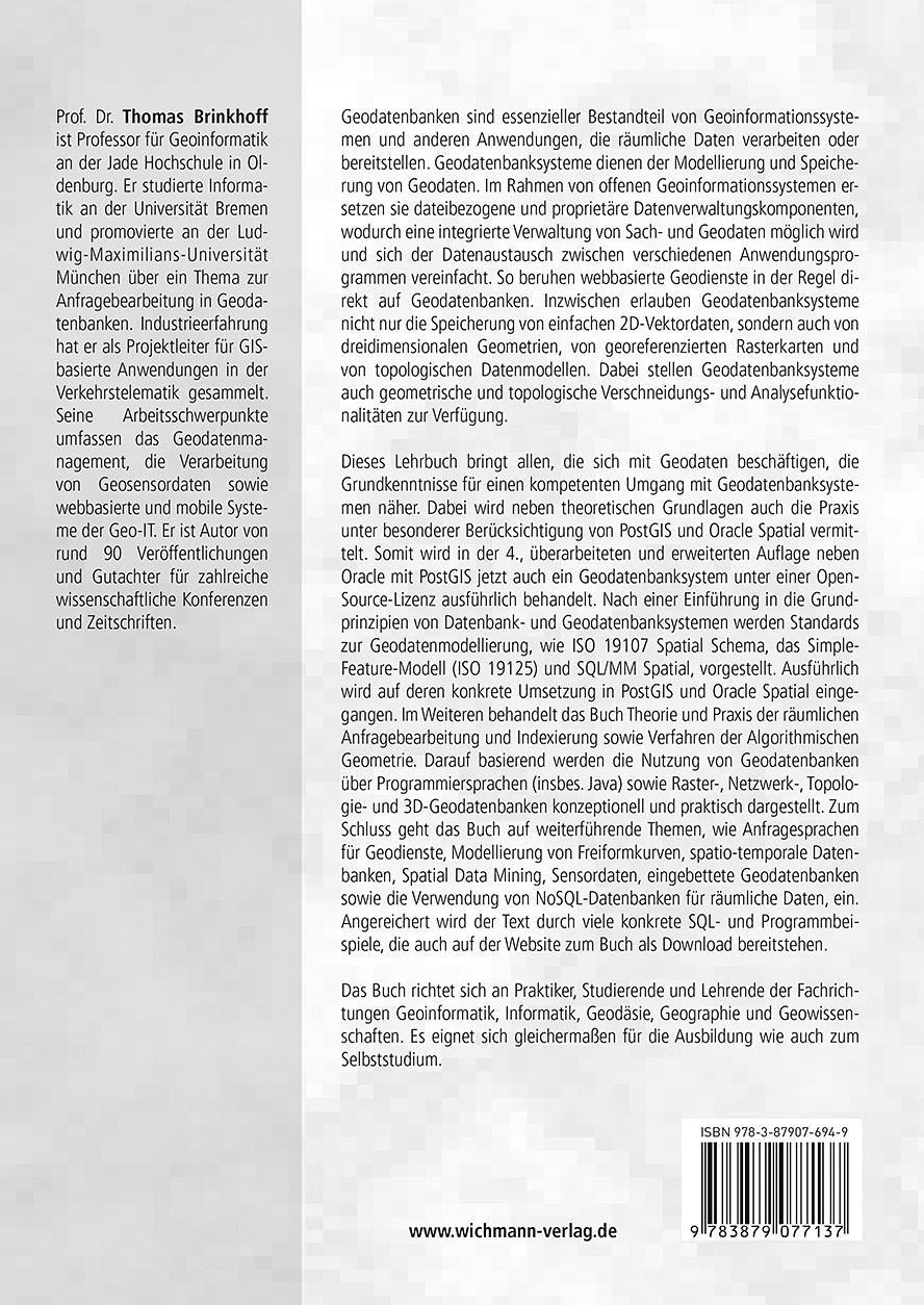 Rückseitencover Geodatenbanksysteme in Theorie und Praxis