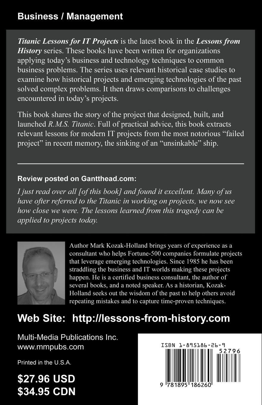 Rückseitencover Titanic Lessons for It Projects