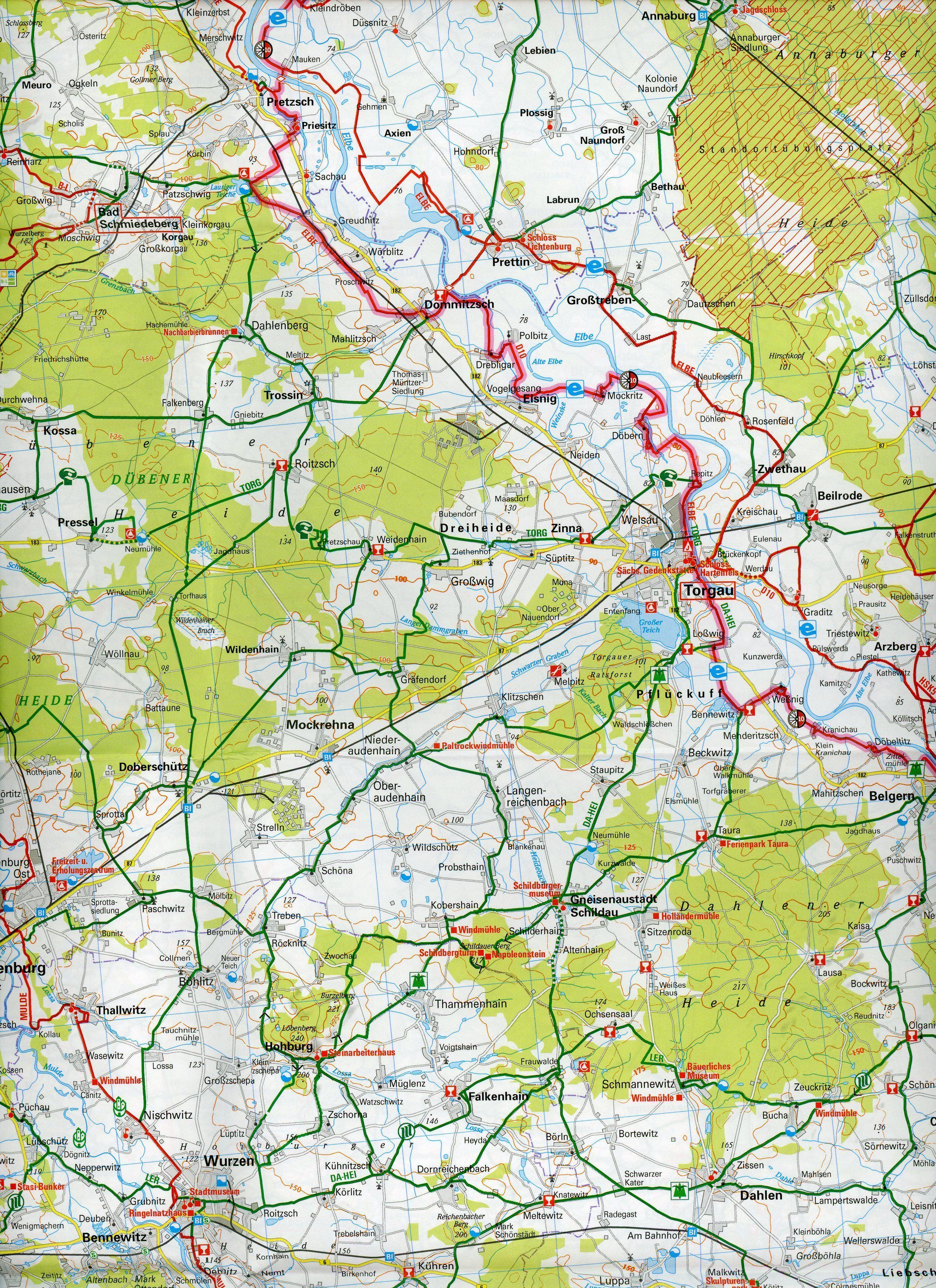 Beispielinhalt (Bild) ADFC-Radtourenkarte 13 Saale /Westliches Erzgebirge 1:150.000, reiß- und wetterfest, E-Bike geeignet, GPS-Tracks Download