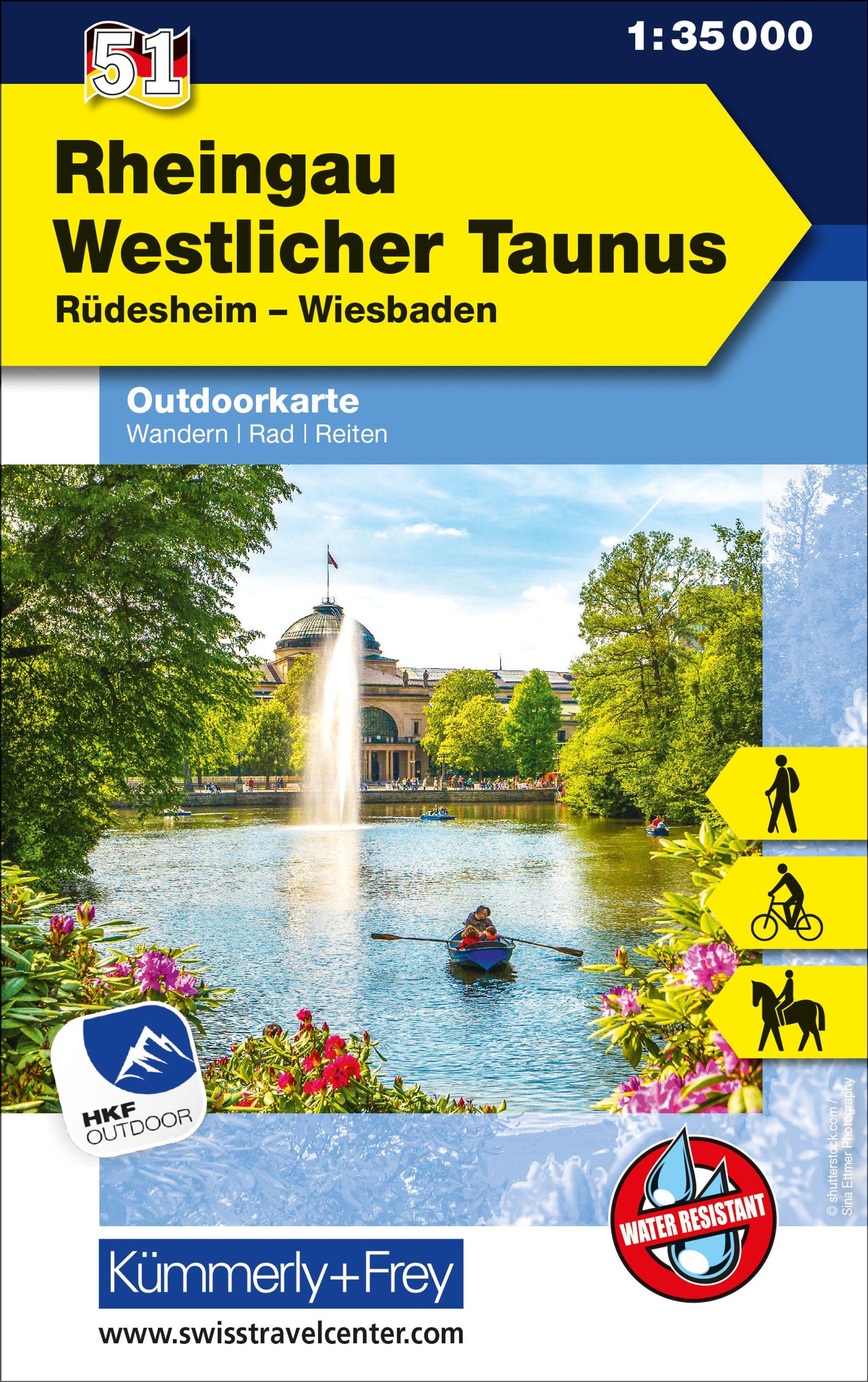 Vorderes Coverbild Rheingau Westlicher Taunus Rüdesheim, Wiesbaden, Nr. 51 Outdoor Deutschland 1:35 000
