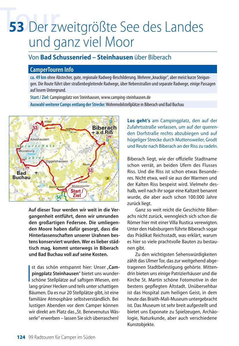 Beispielinhalt (Bild) Die 99 schönsten Radtouren für Camper in Süddeutschland, Österreich, Südtirol und der Schweiz