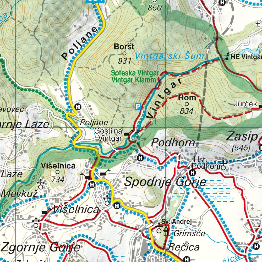 Beispielinhalt (Bild) WK 5141 Nationalpark Triglav - Kranjska Gora - Planica - Bled, Wanderkarte 1:35.000