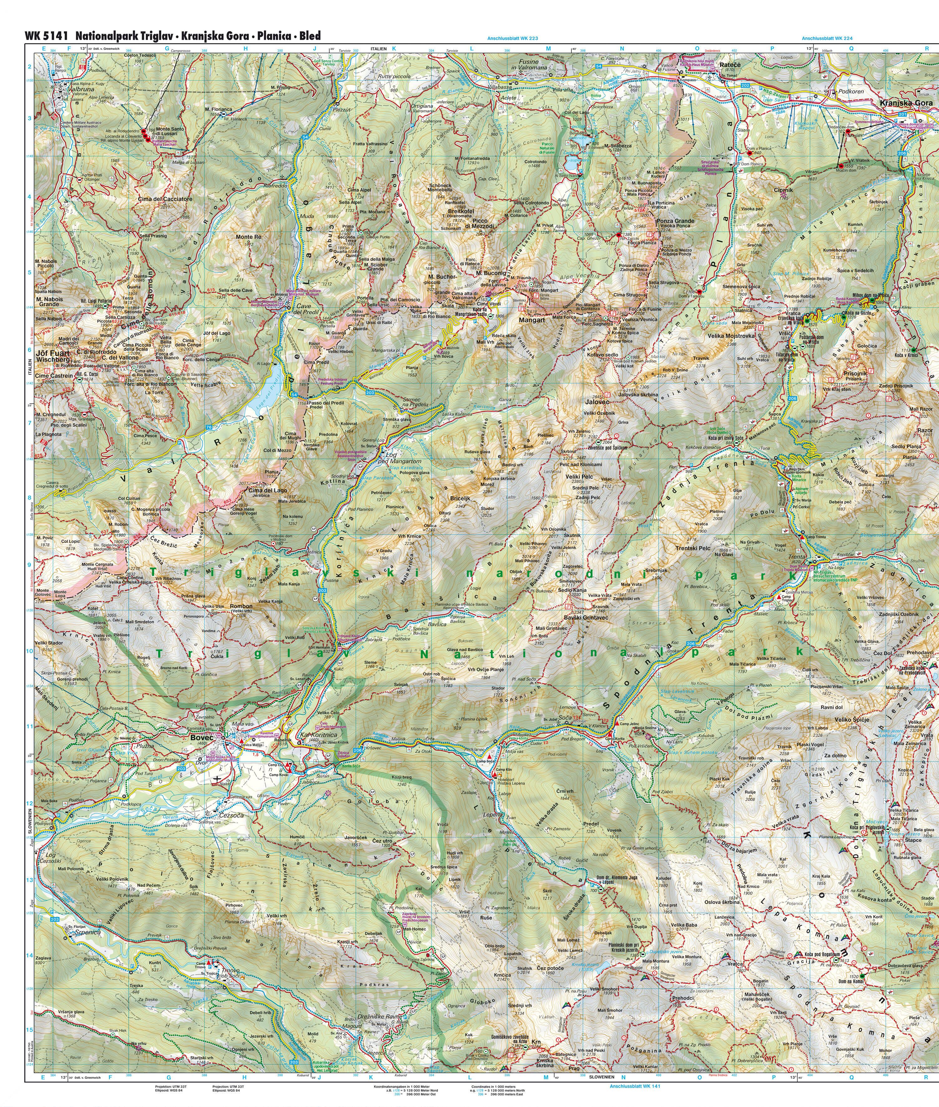 Beispielinhalt (Bild) WK 5141 Nationalpark Triglav - Kranjska Gora - Planica - Bled, Wanderkarte 1:35.000