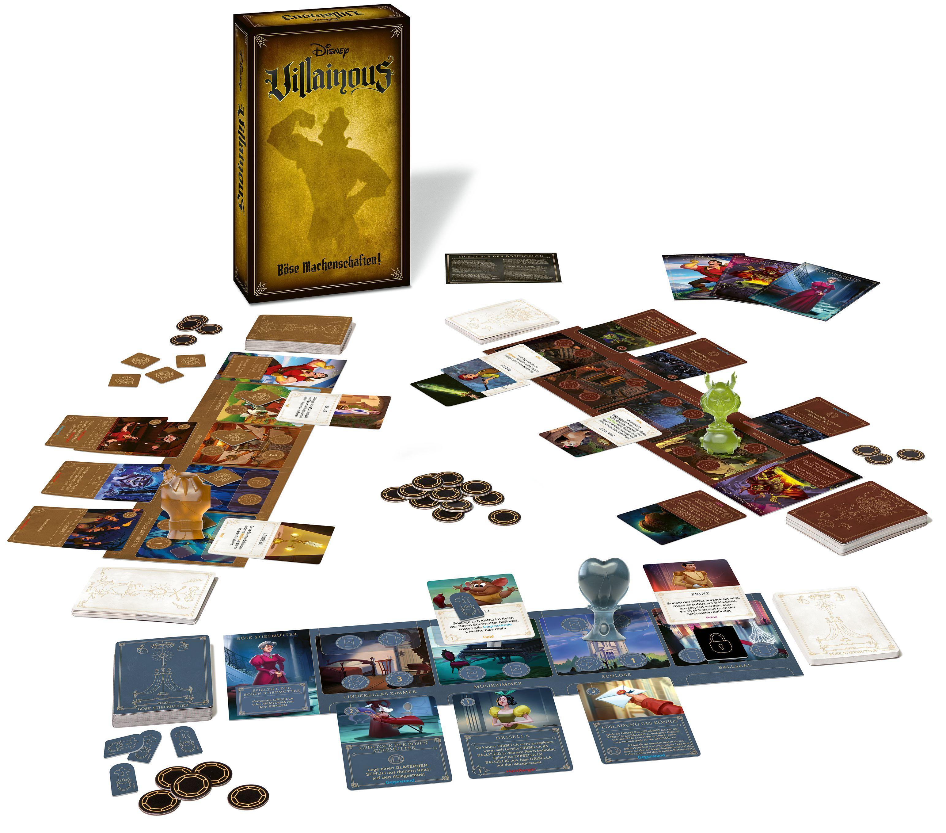 Beispielinhalt (Bild) Ravensburger 27077 - Disney Villainous - Böse Machenschaften, 4 Erweiterung von Villainous ab 10 Jahren für 2-3 Spieler