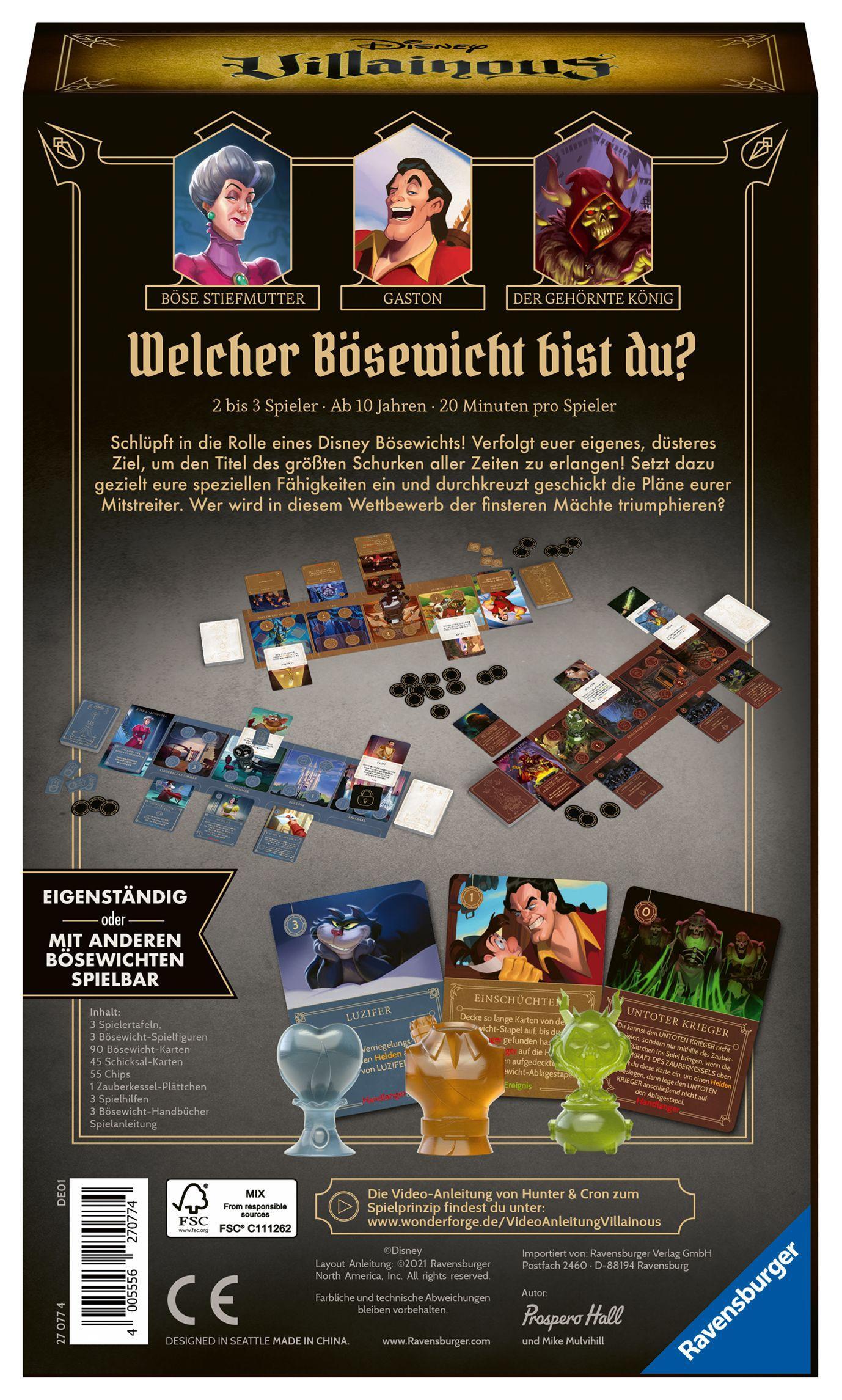 Beispielinhalt (Bild) Ravensburger 27077 - Disney Villainous - Böse Machenschaften, 4 Erweiterung von Villainous ab 10 Jahren für 2-3 Spieler