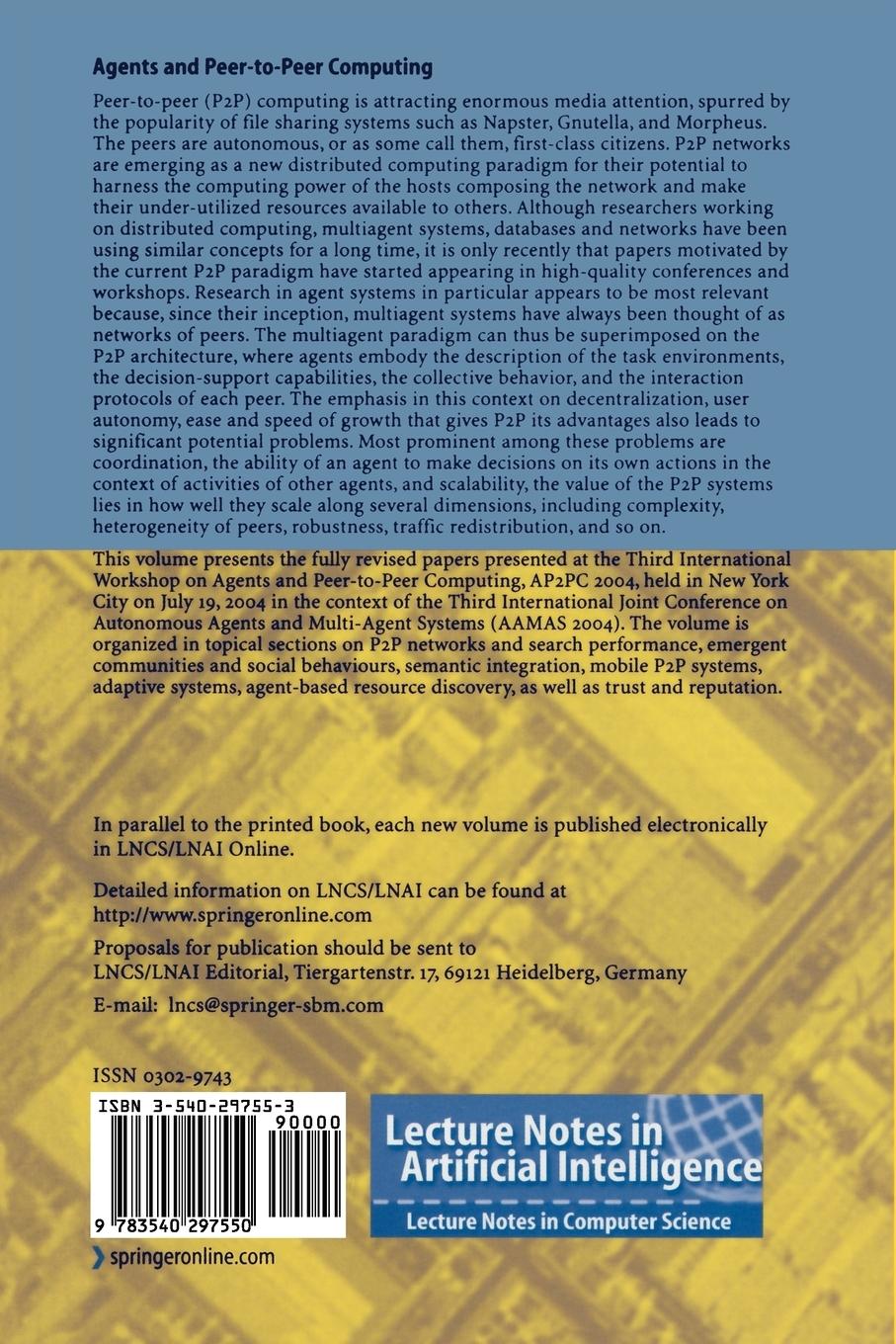 Rückseitencover Agents and Peer-to-Peer Computing