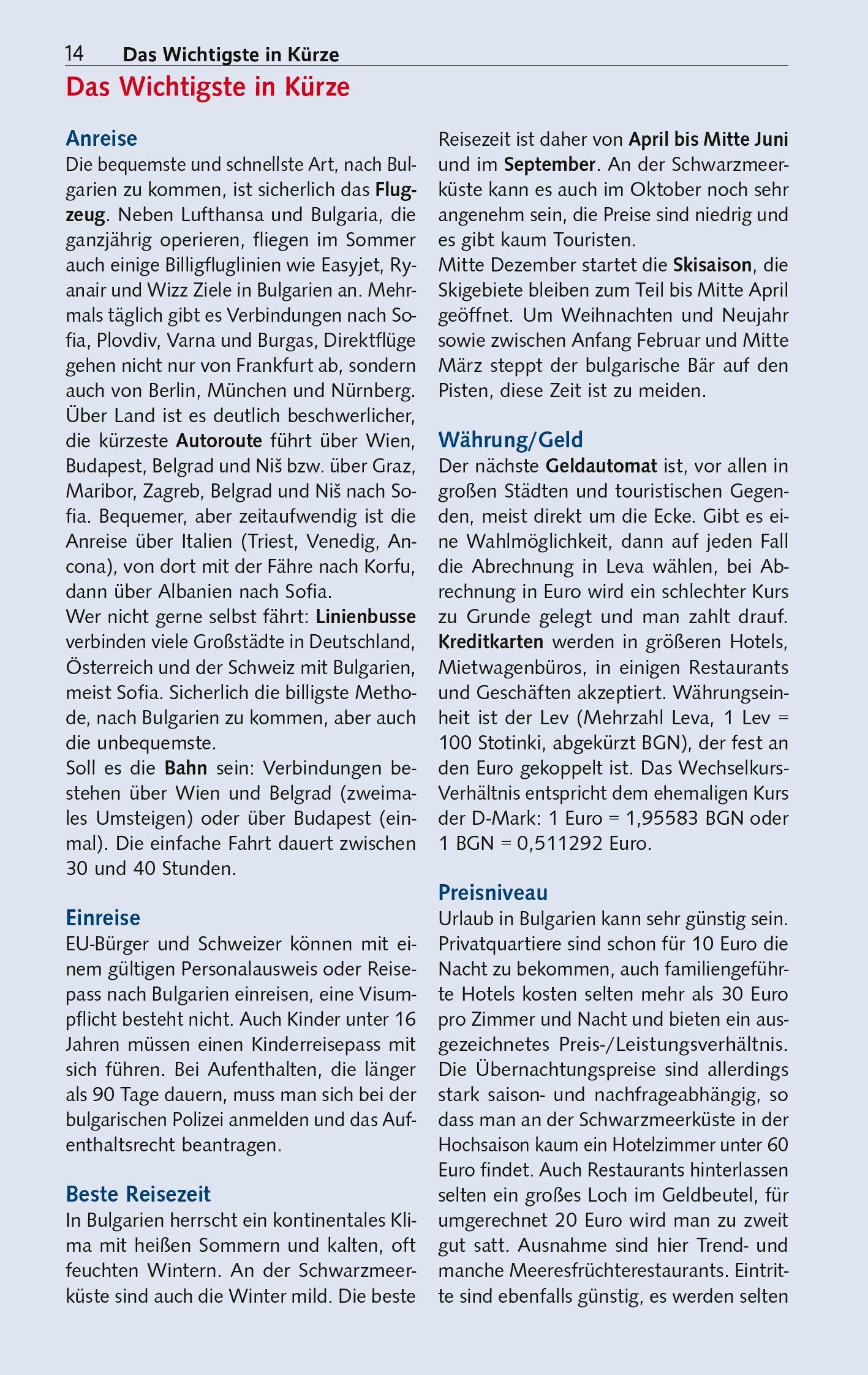 Beispielinhalt (Bild) TRESCHER Reiseführer Bulgarien