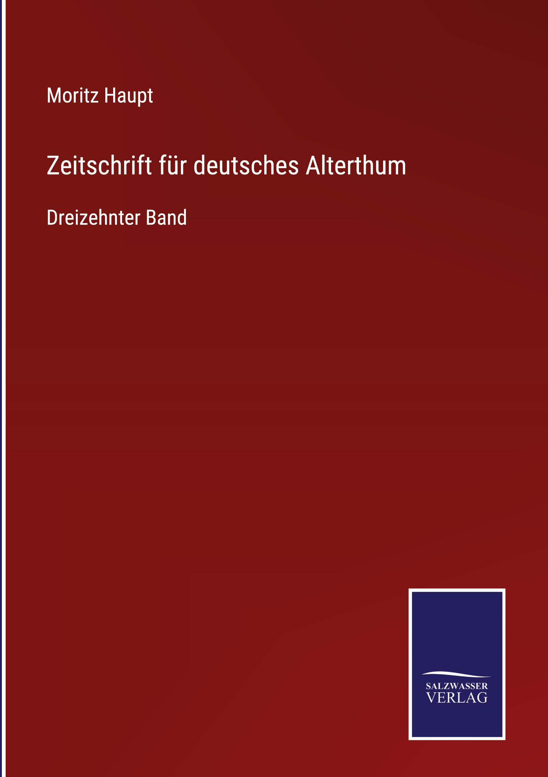 Vorderes Coverbild Zeitschrift für deutsches Alterthum