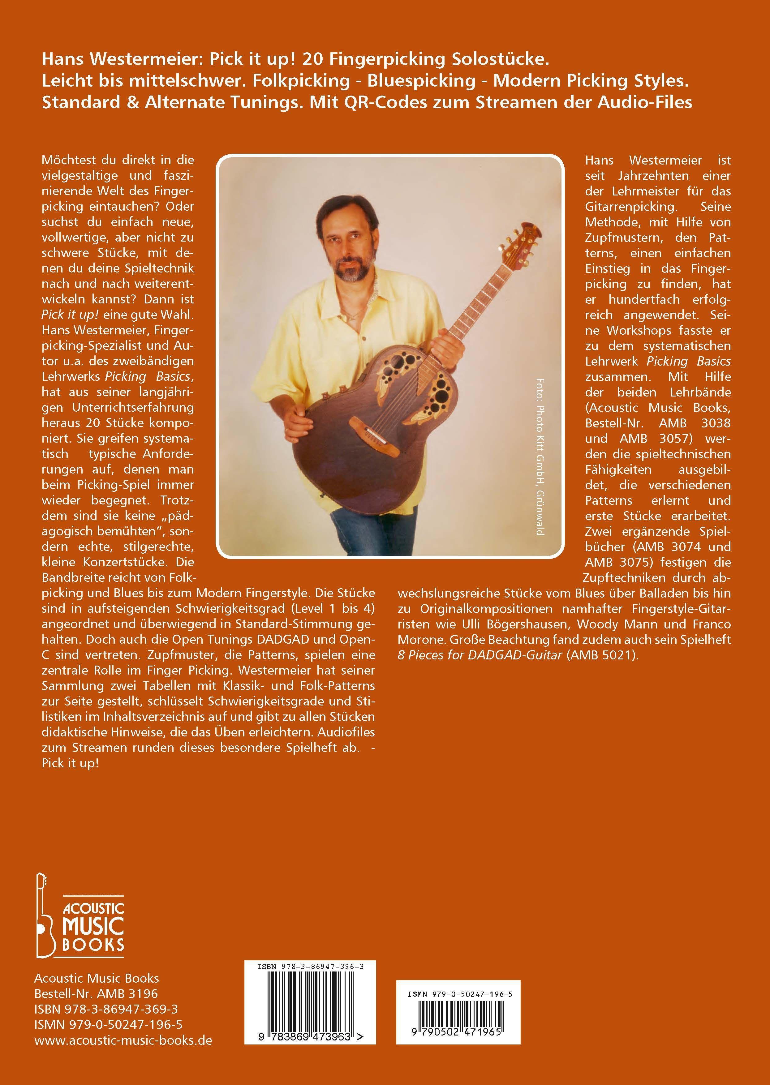 Beispielinhalt (Bild) Pick it up! 20 Fingerpicking Solostücke. Leicht bis mittelschwer.