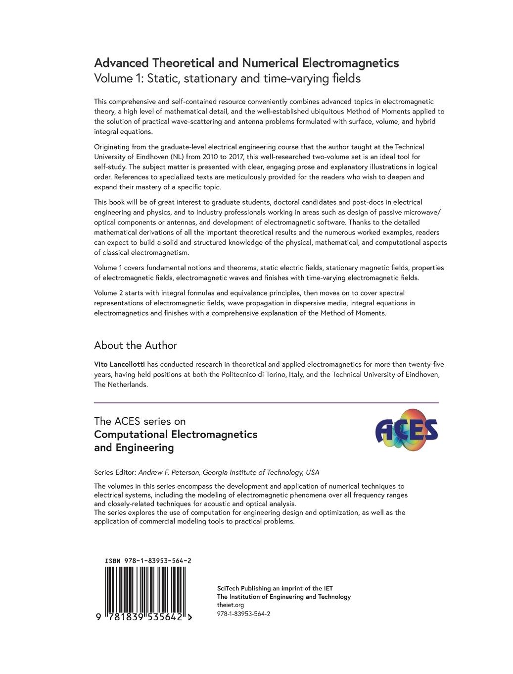 Rückseitencover Advanced Theoretical and Numerical Electromagnetics: Static, Stationary and Time-Varying Fields