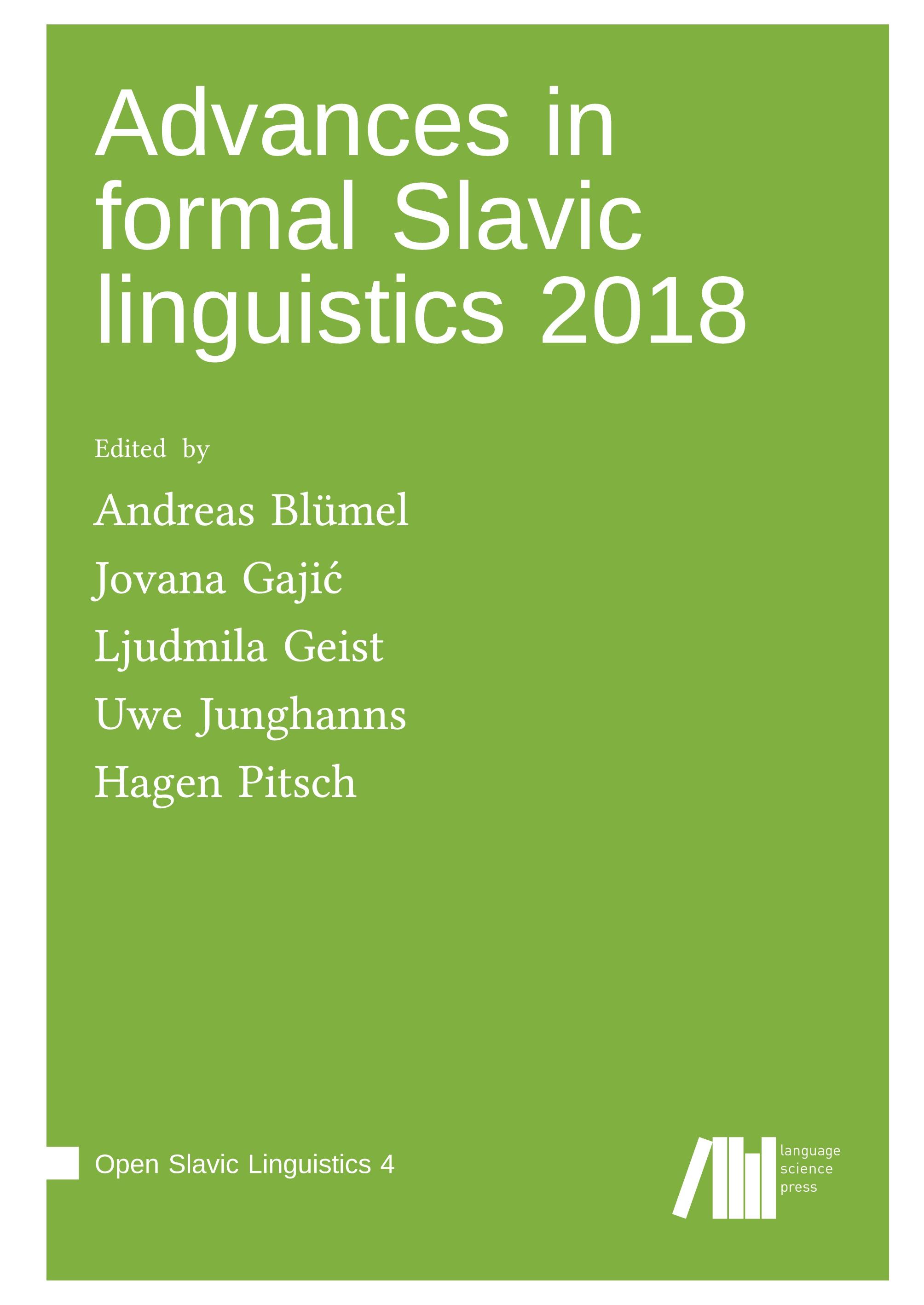 Vorderes Coverbild Advances in formal Slavic linguistics 2018
