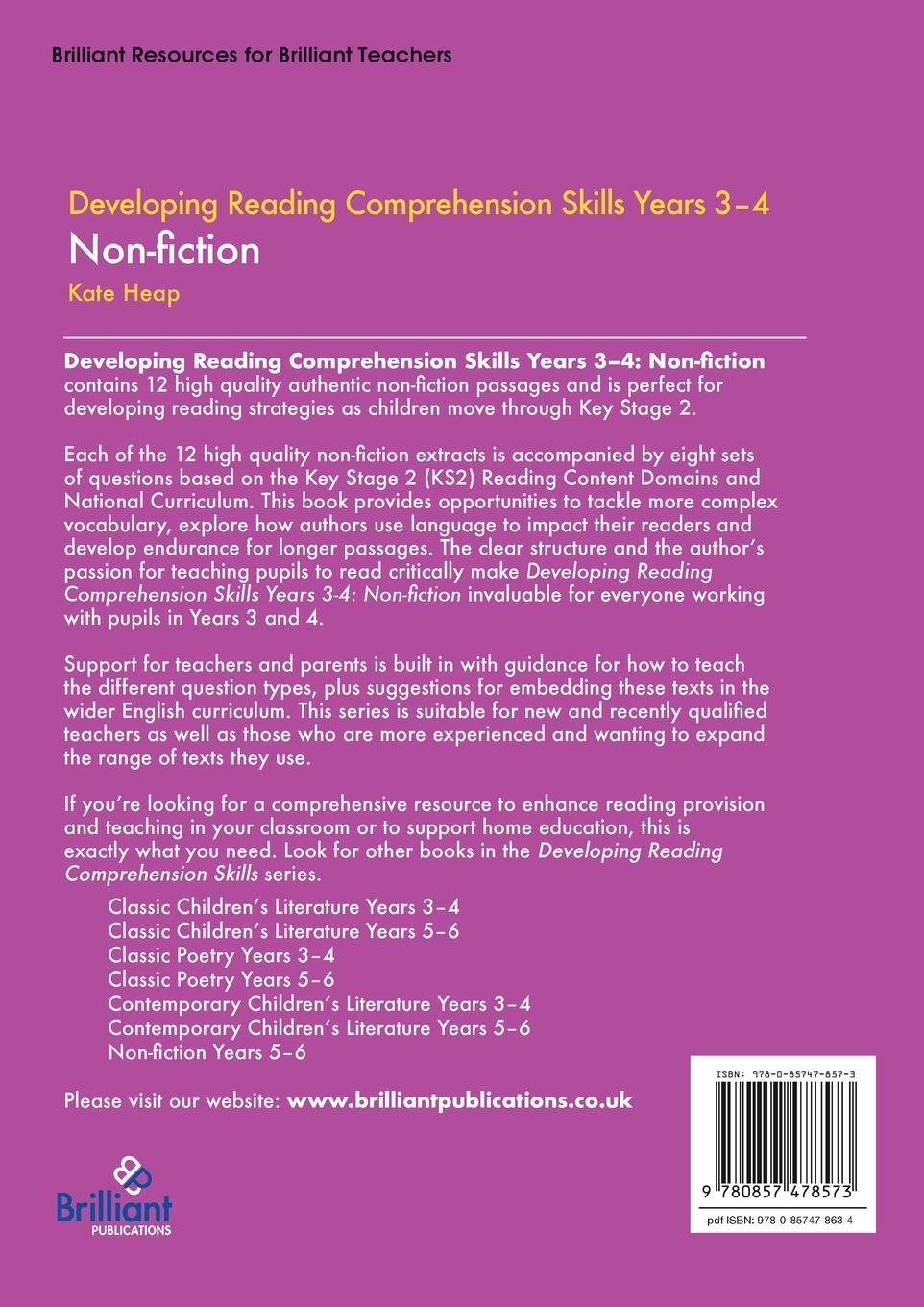 Rückseitencover Developing Reading Comprehension Skills Years 3-4