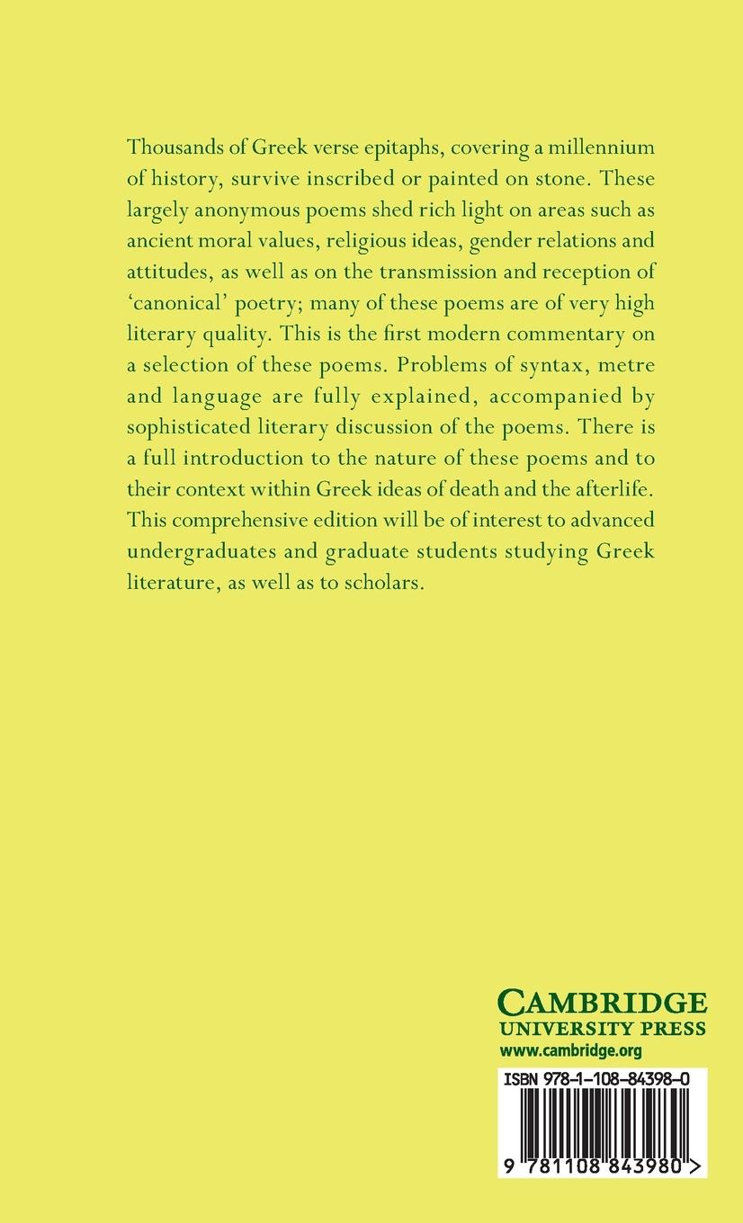Rückseitencover Greek Epitaphic Poetry