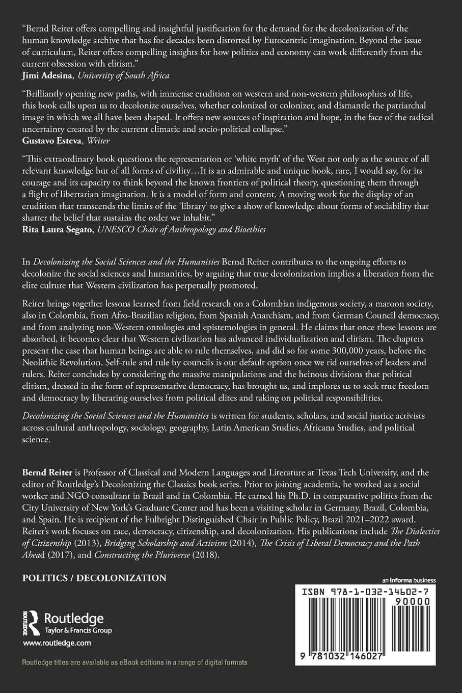 Rückseitencover Decolonizing the Social Sciences and the Humanities