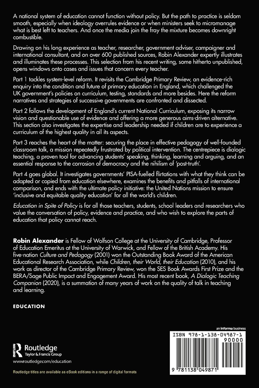 Rückseitencover Education in Spite of Policy