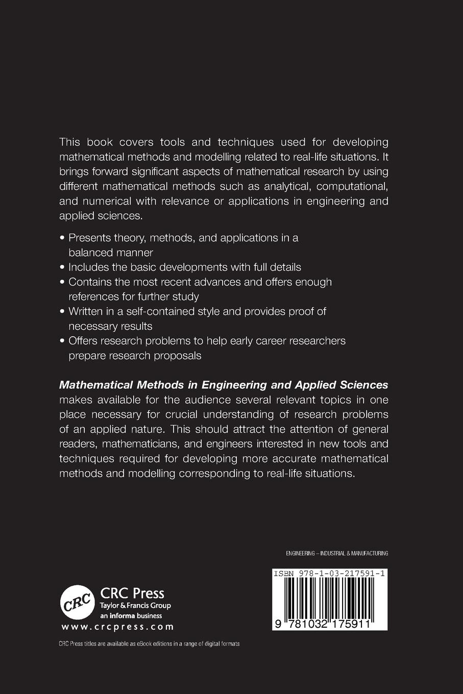 Rückseitencover Mathematical Methods in Engineering and Applied Sciences