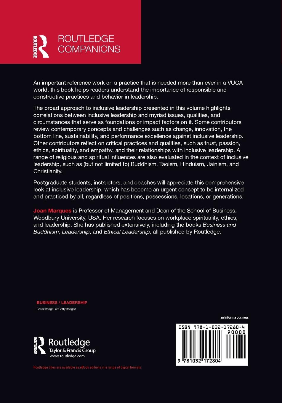 Rückseitencover The Routledge Companion to Inclusive Leadership