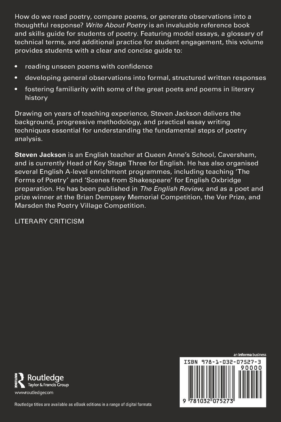 Rückseitencover Write About Poetry