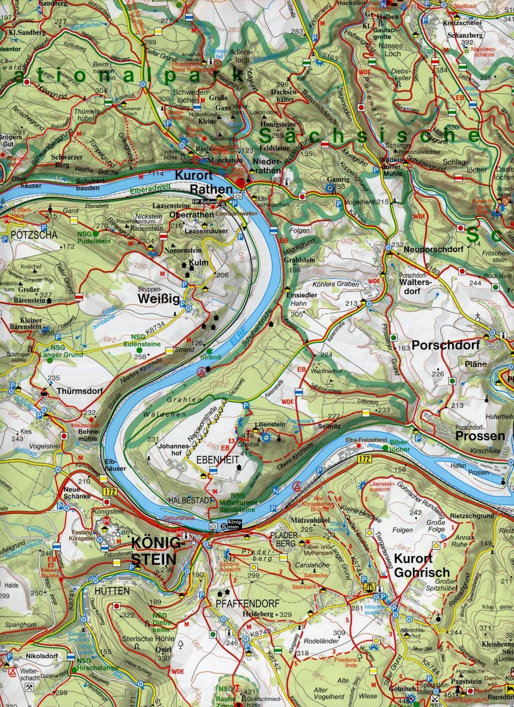 Beispielinhalt (Bild) Nationalpark Sächsische Schweiz, Böhmische Schweiz - Wanderkarte 1 : 30 000