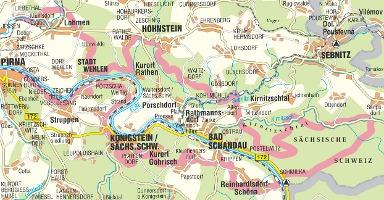 Beispielinhalt (Bild) Malerweg - Sächsische Schweiz 1 : 30 000